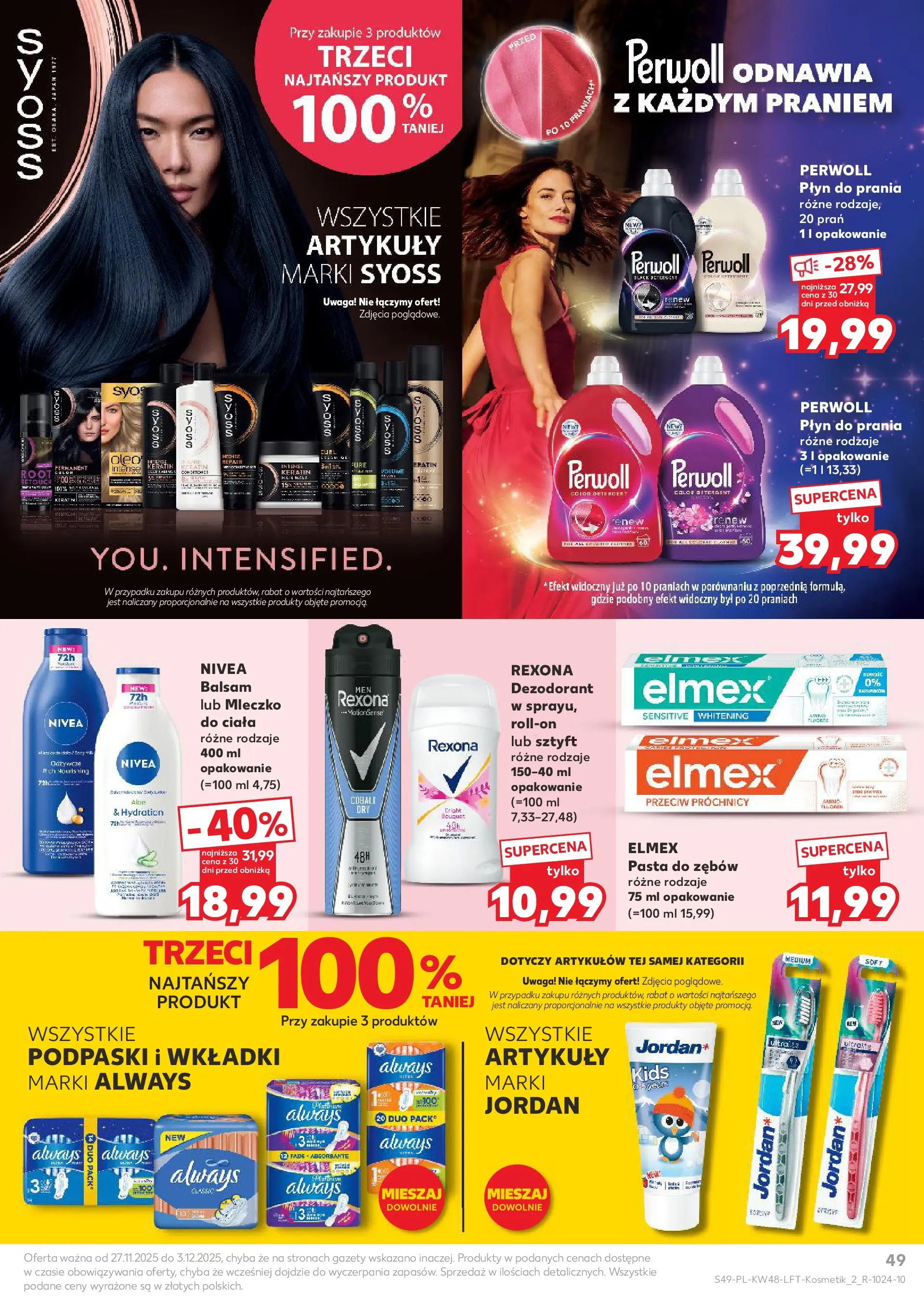 Kaufland gazetka od 27.11.2025 - od jutra PDF | Strona: 49 | Produkty: Podpaski, Dezodorant, Pasta do zębów