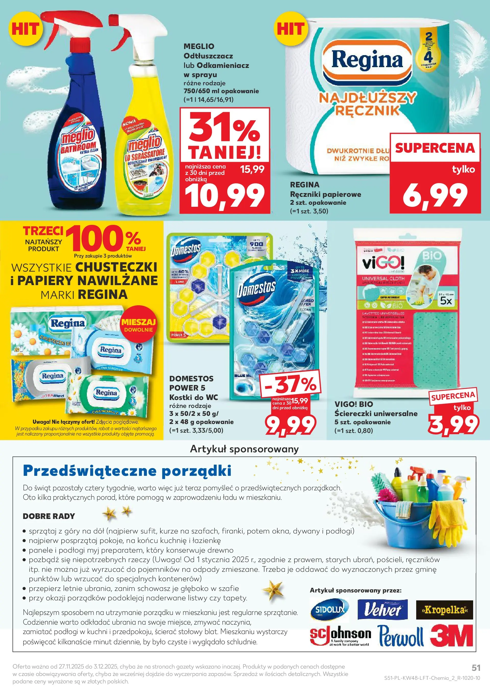 Kaufland gazetka od 27.11.2025 - od jutra PDF | Strona: 51 | Produkty: Meglio, Ręczniki papierowe, Domestos, Dywany