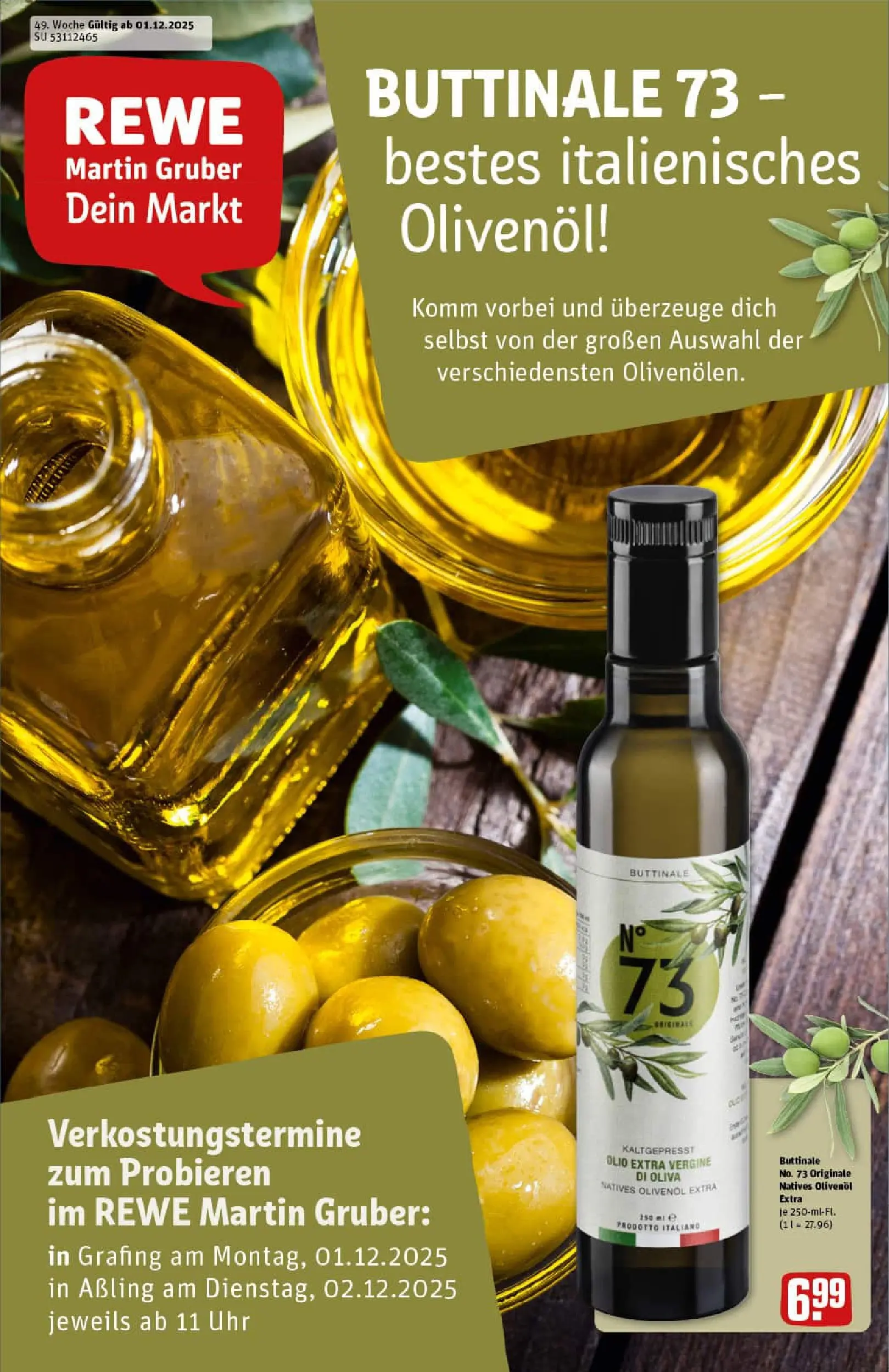 REWE Prospekt ab 01.12.2025 zum Blättern » Angebote | Seite: 1 | Produkte: Olivenol, Uhr