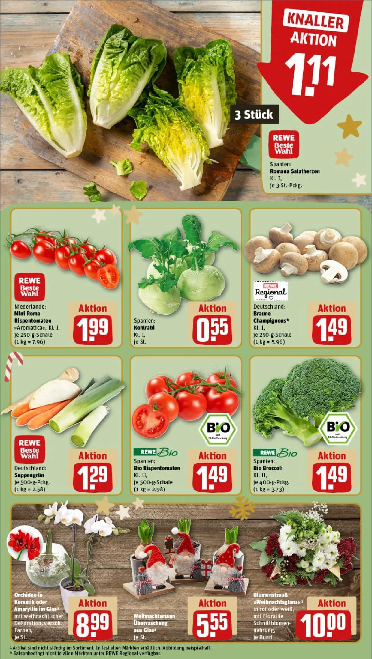 REWE Prospekt ab 01.12.2025 zum Blättern » Angebote | Seite: 9 | Produkte: Orchidee, Kohlrabi, Champignons