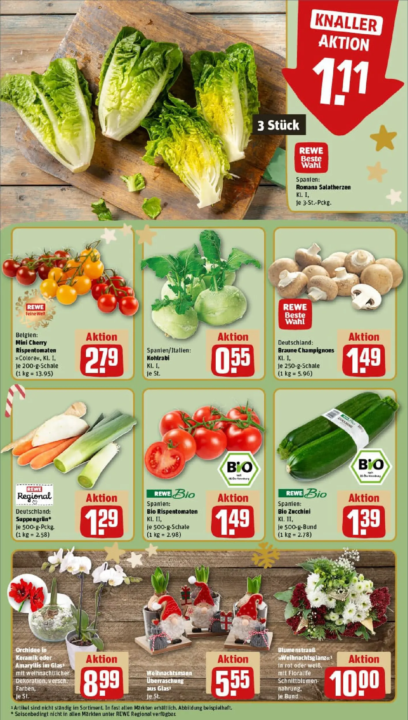 REWE Prospekt ab 01.12.2025 zum Blättern » Angebote | Seite: 9 | Produkte: Orchidee, Kohlrabi, Champignons, Zucchini