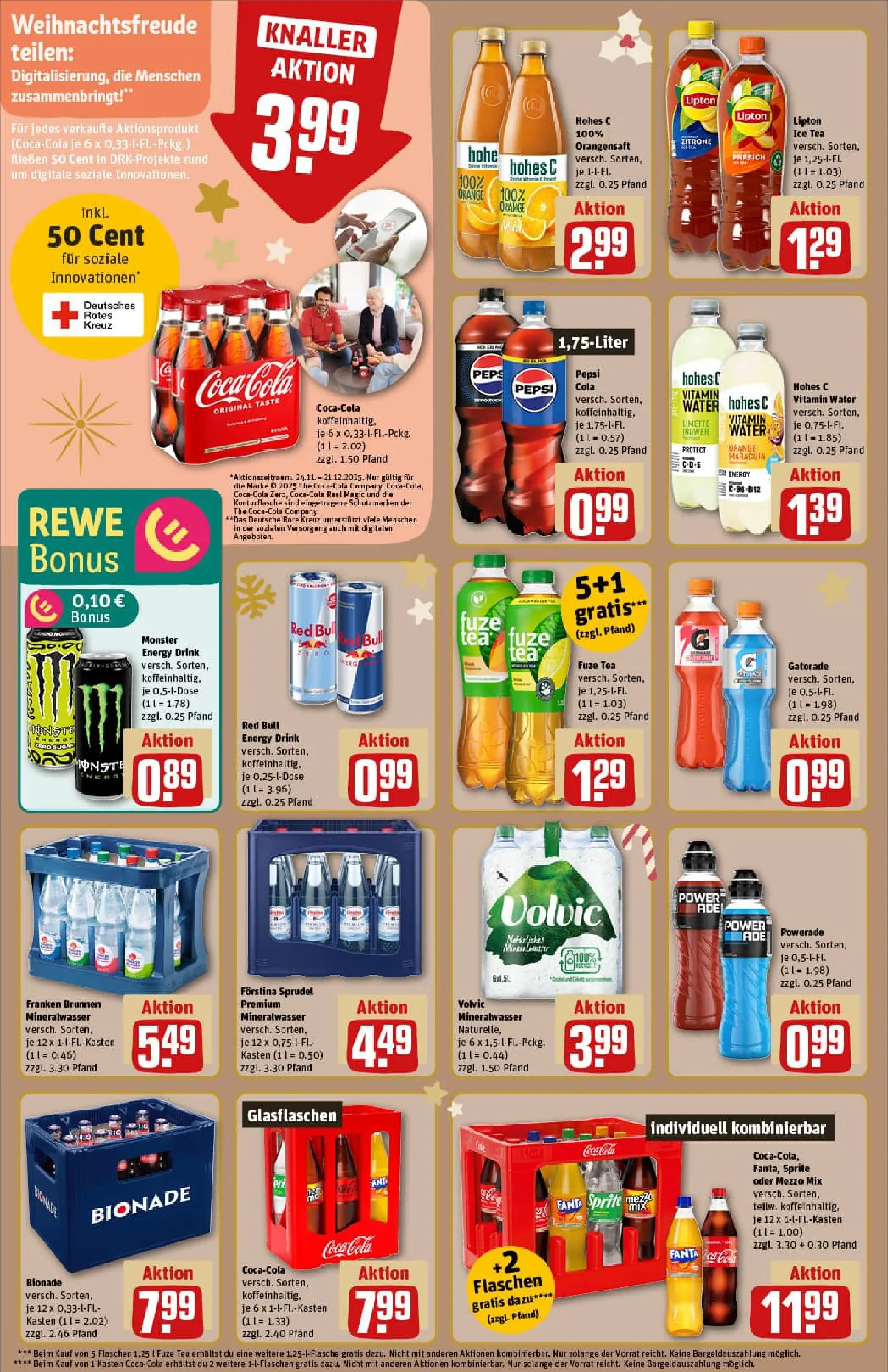 REWE Prospekt ab 01.12.2025 zum Blättern » Angebote | Seite: 18 | Produkte: Fuze tea, Mezzo mix, Energy, Mineralwasser
