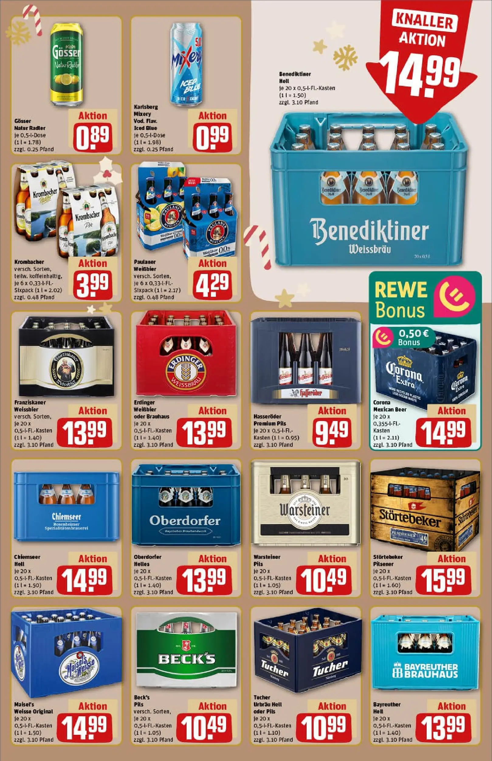 REWE Prospekt ab 01.12.2025 zum Blättern » Angebote | Seite: 19 | Produkte: Franziskaner, Erdinger, Radler, Mixery