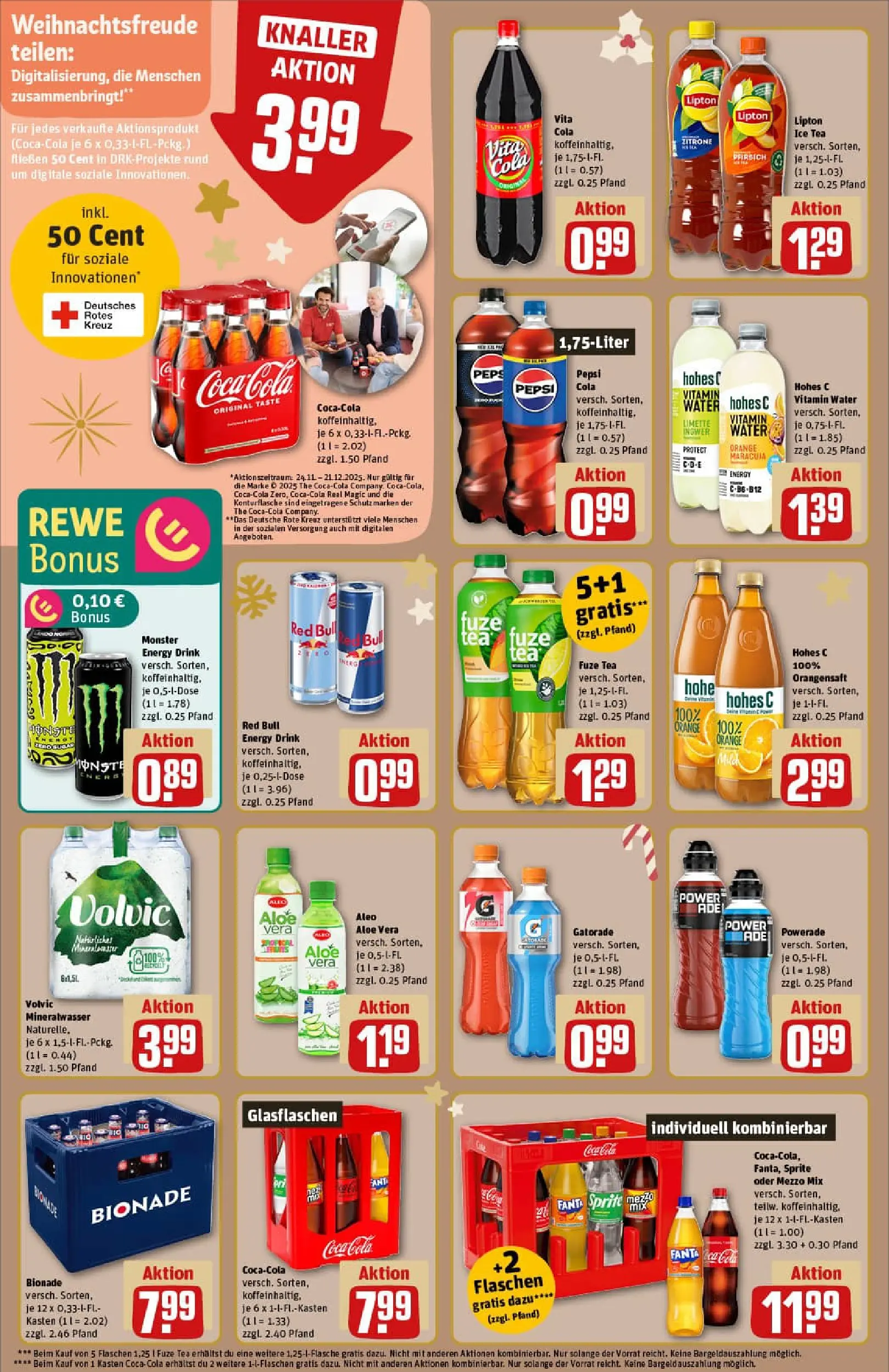 REWE Prospekt ab 01.12.2025 zum Blättern » Angebote | Seite: 20 | Produkte: Fuze tea, Monster, Zitrone, Limette