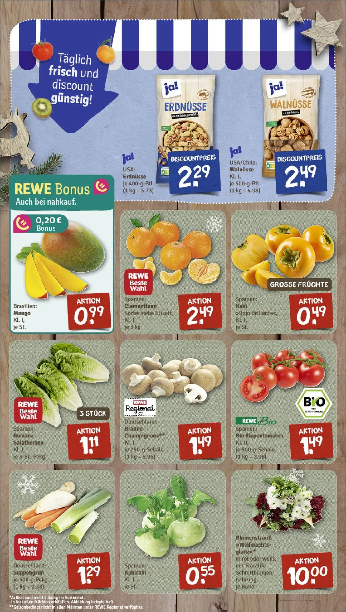 REWE Prospekt ab 01.12.2025 zum Blättern » Angebote | Seite: 3 | Produkte: Erdnüsse, Walnüsse, Kohlrabi, Kaki