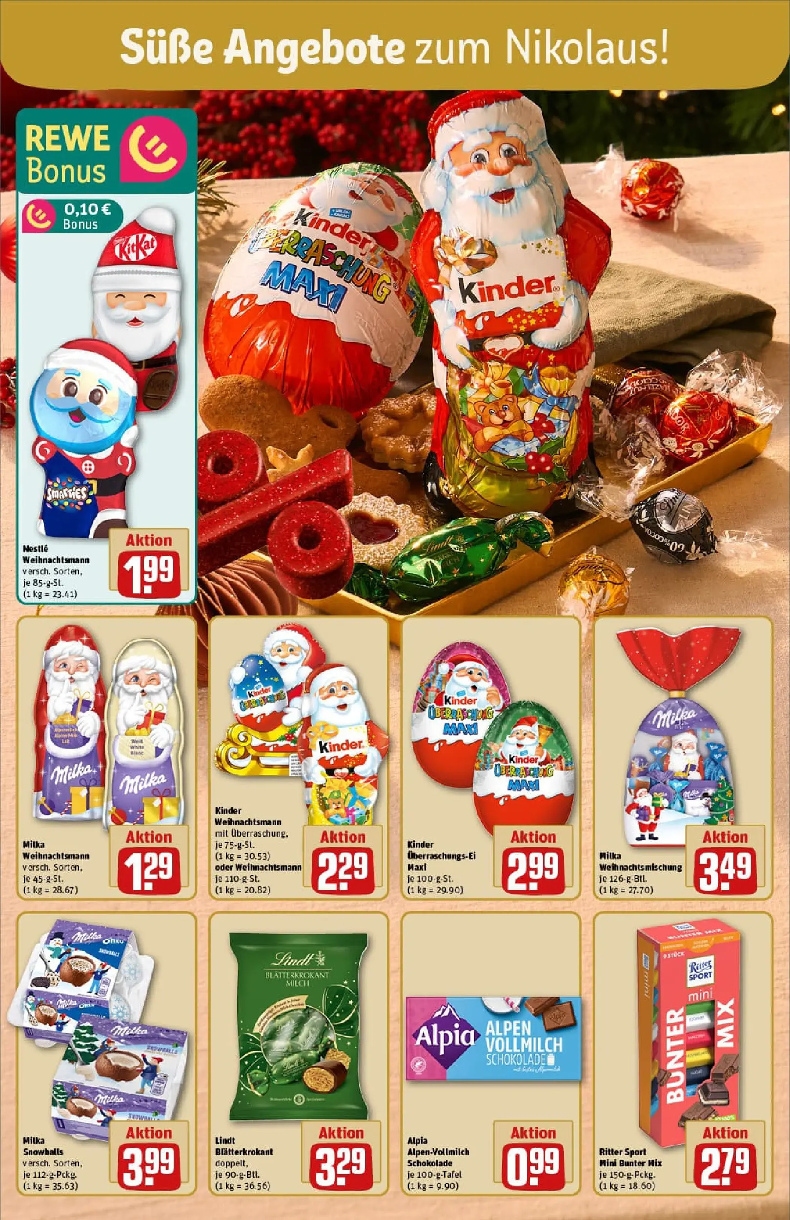 REWE Prospekt ab 01.12.2025 zum Blättern » Angebote | Seite: 4 | Produkte: Milch, Ritter sport, Smarties, Milka