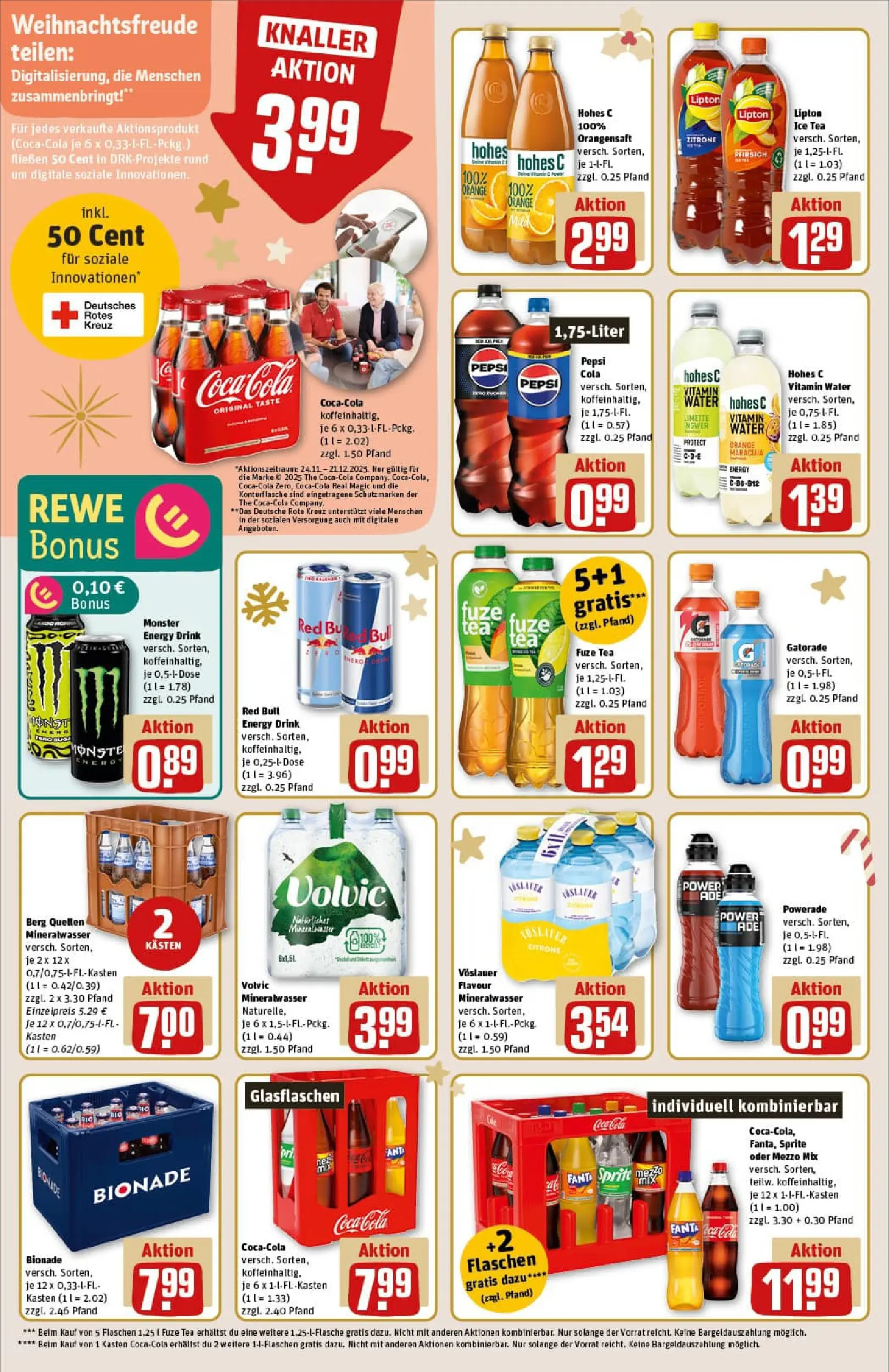 REWE Prospekt ab 01.12.2025 zum Blättern » Angebote | Seite: 16 | Produkte: Red bull, Orangensaft, Pepsi, Volvic