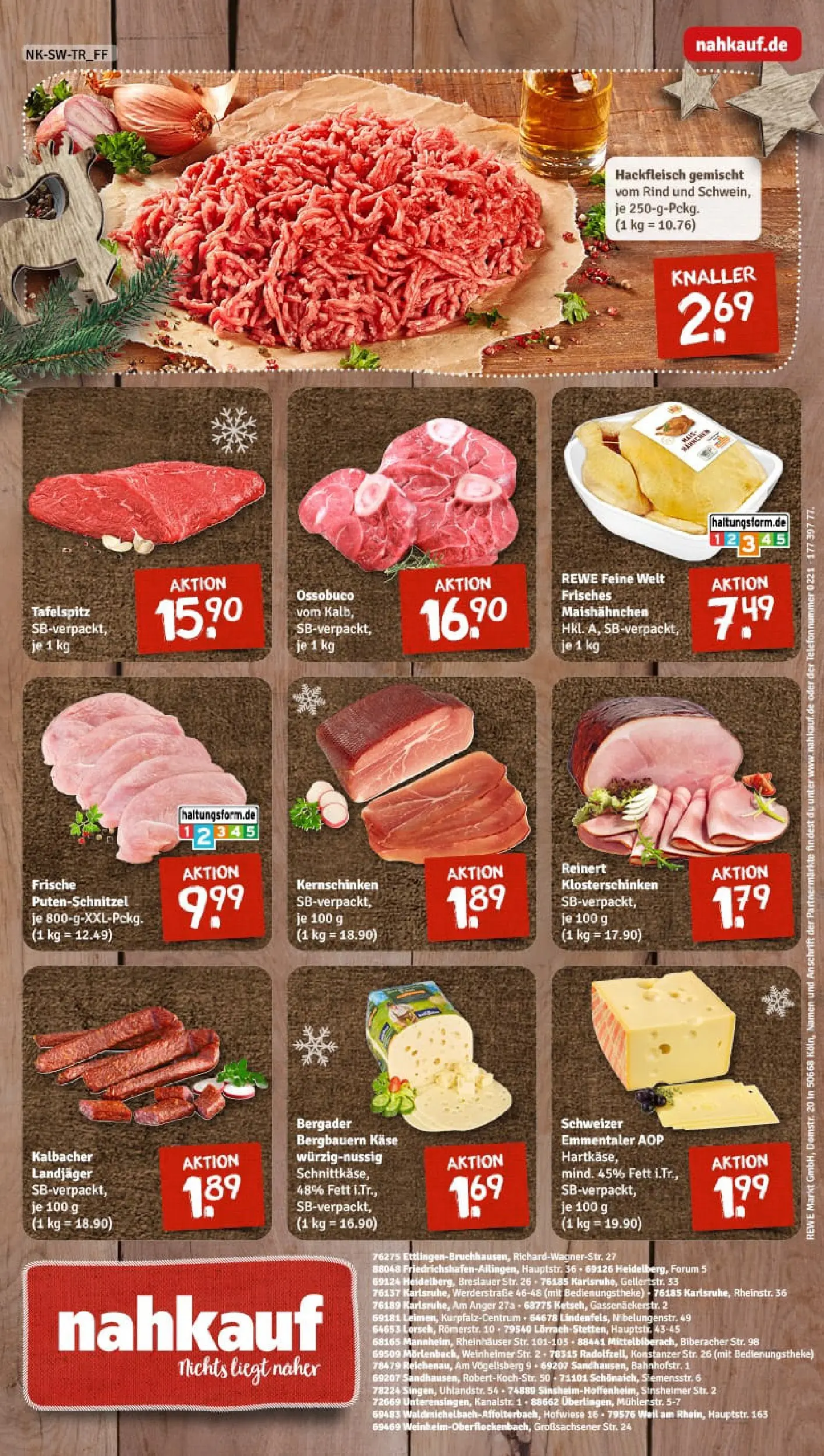 REWE Prospekt ab 01.12.2025 zum Blättern » Angebote | Seite: 8 | Produkte: Tafelspitz, Käse, Putenschnitzel, Hackfleisch