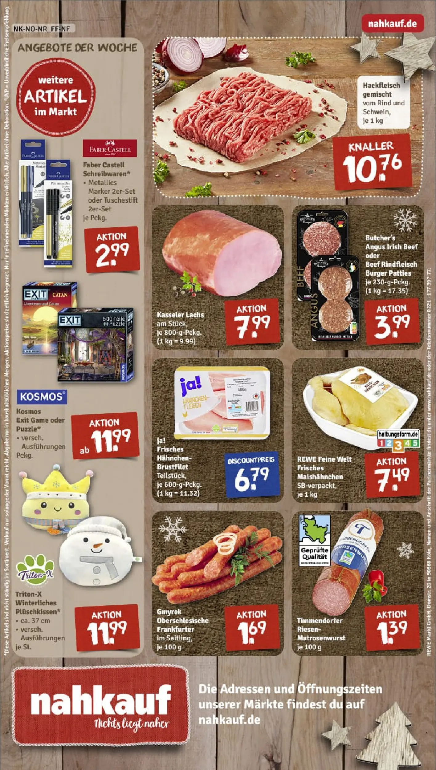 REWE Prospekt ab 01.12.2025 zum Blättern » Angebote | Seite: 8 | Produkte: Burger, Fleisch, Telefon, Hackfleisch