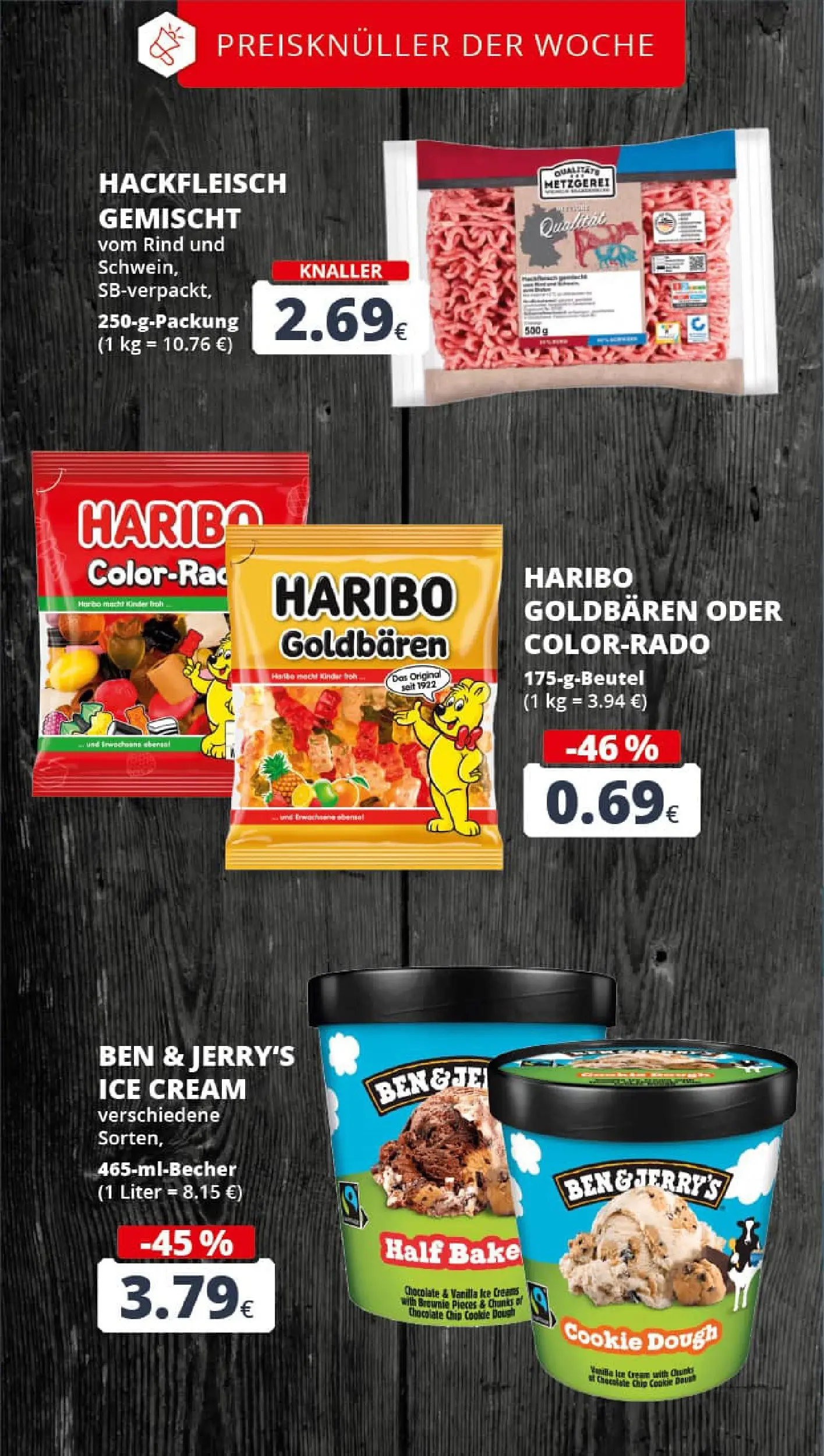 REWE Prospekt ab 01.12.2025 zum Blättern » Angebote | Seite: 3 | Produkte: Haribo, Ben & Jerry's, Hackfleisch