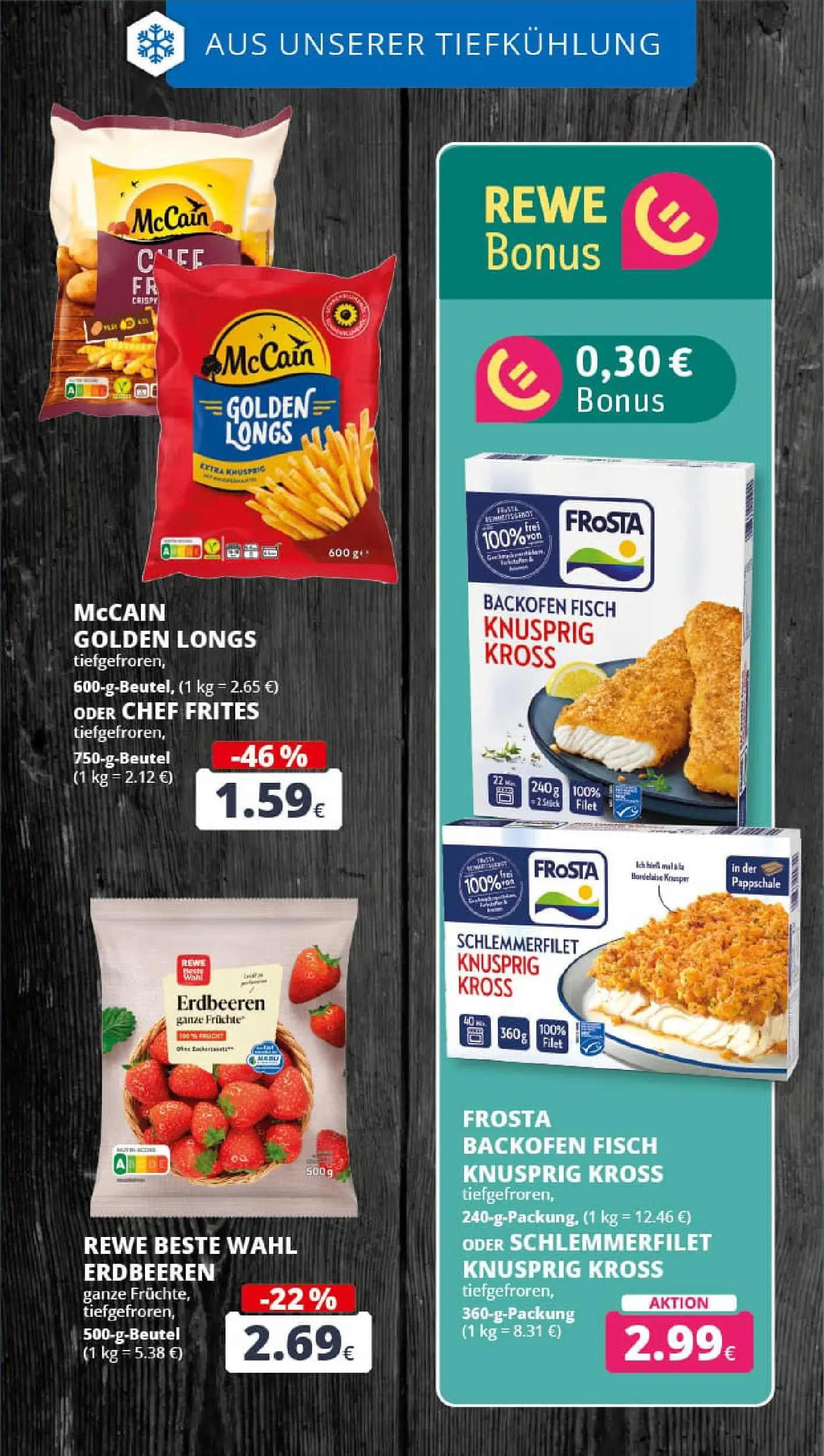 REWE Prospekt ab 01.12.2025 zum Blättern » Angebote | Seite: 19 | Produkte: Frosta, Fisch, Backofen, Erdbeeren