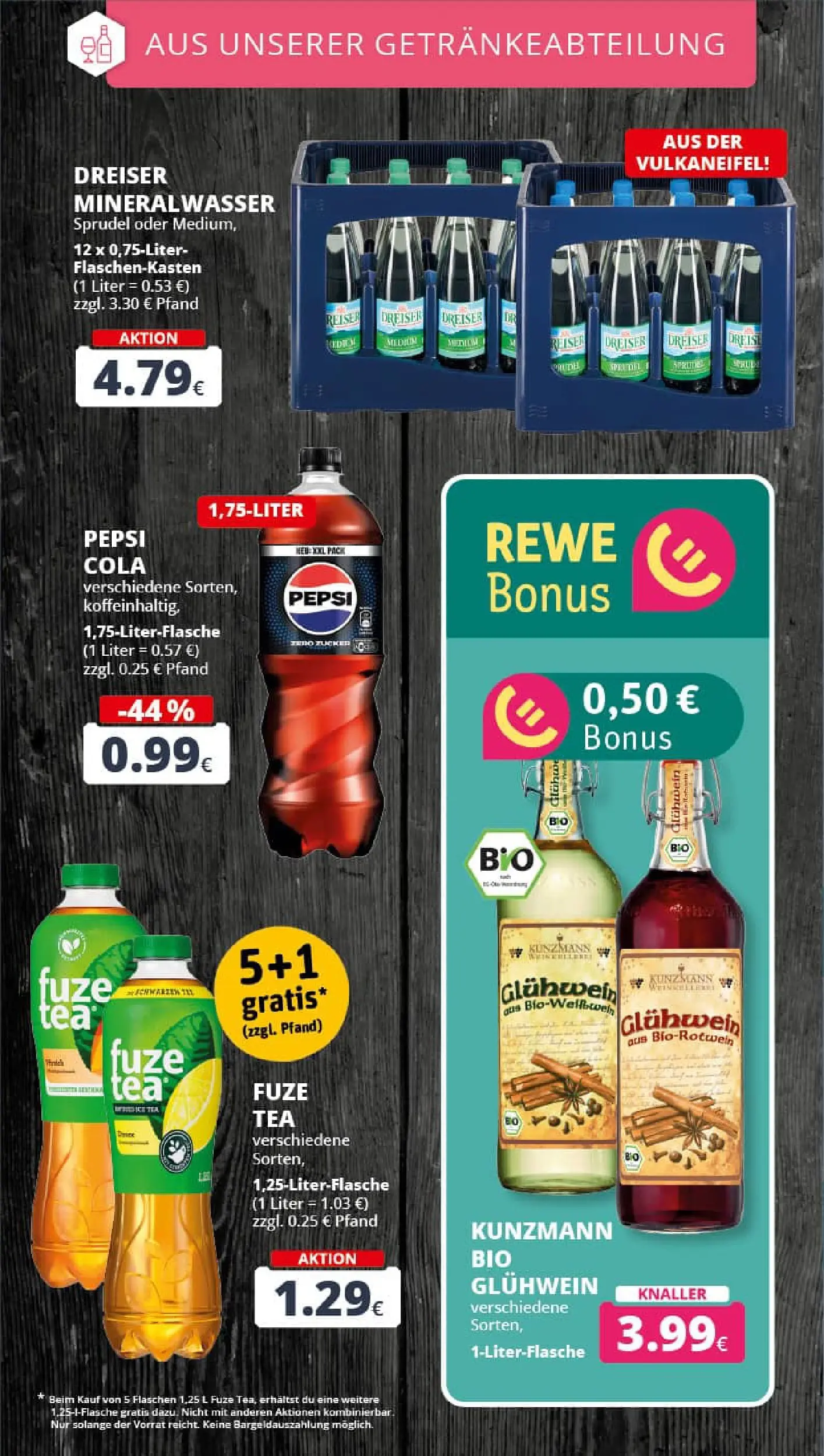 REWE Prospekt ab 01.12.2025 zum Blättern » Angebote | Seite: 22 | Produkte: Fuze tea, Cola, Mineralwasser, Pepsi