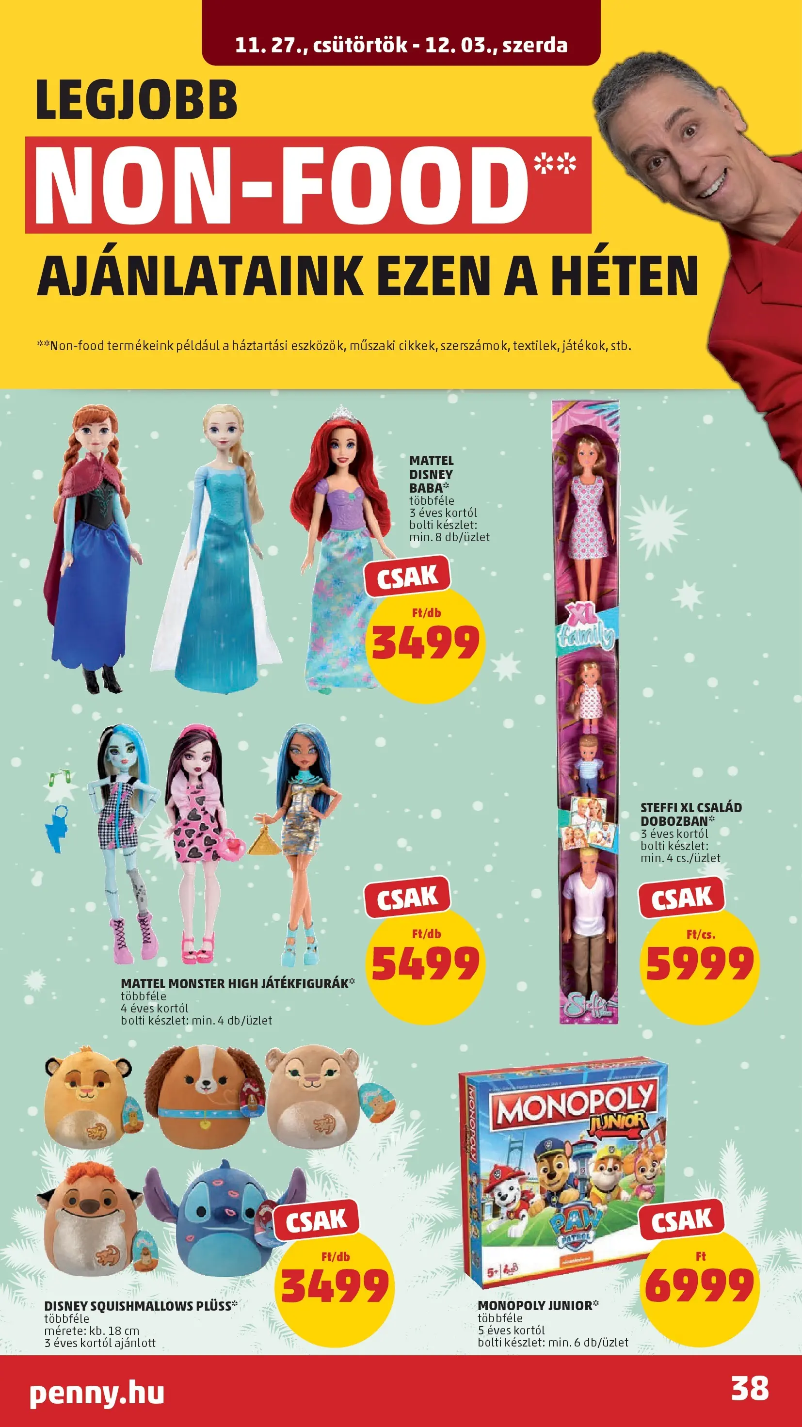 PENNY - Pennymarket újság érvényessége -2025.12.03-ig: 2025.11.26.-tól lapozható | Oldal: 38 | Termékek: Plüss