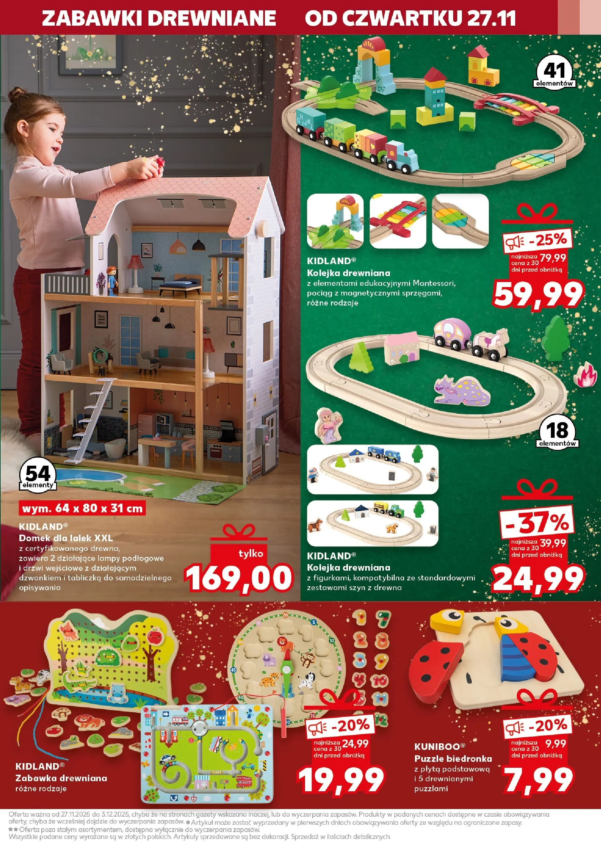 Kaufland gazetka - Zabawki od 27.11.2025 - od jutra PDF | Strona: 13 | Produkty: Domek dla lalek, Kolejka drewniana