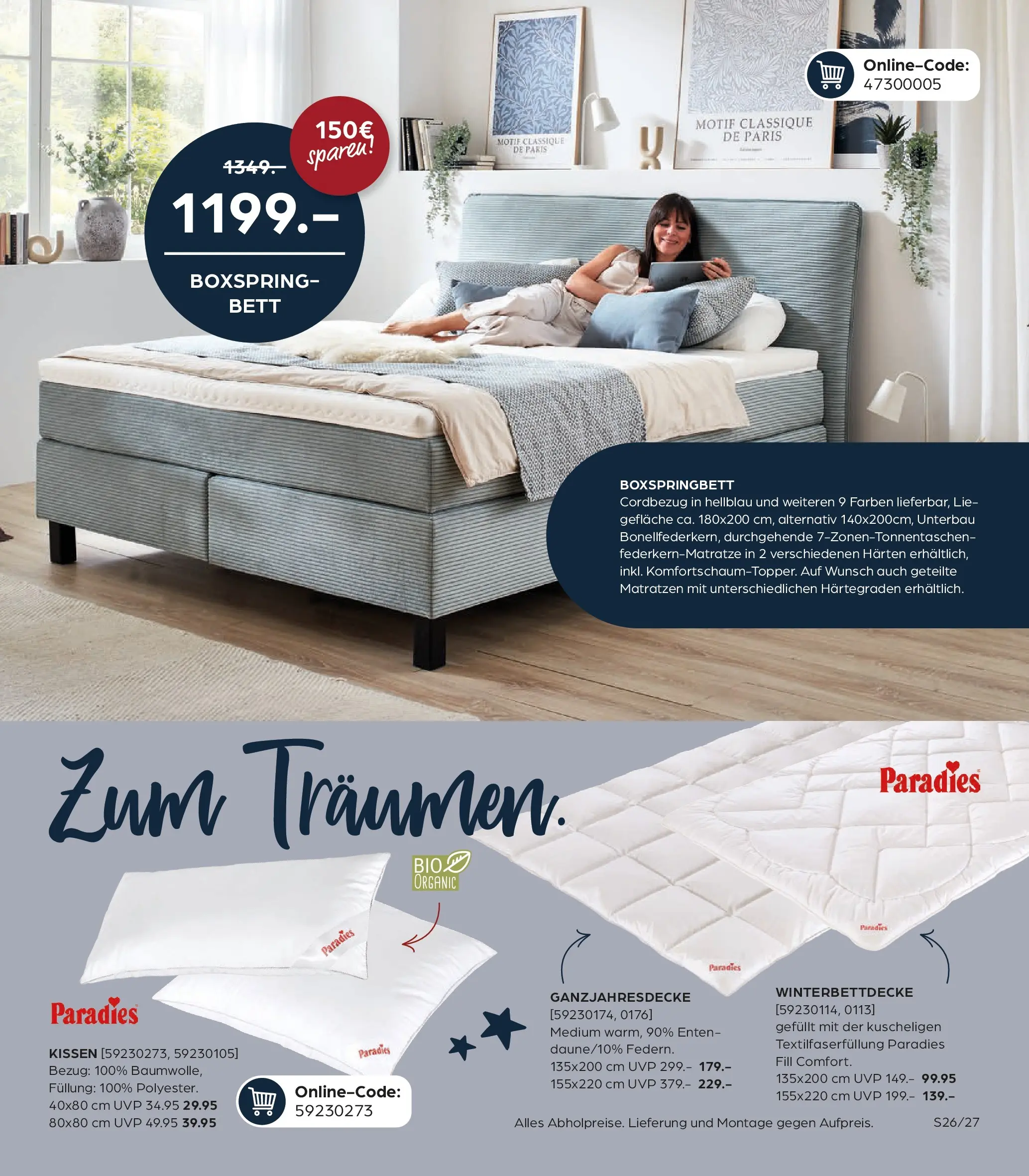 Entdecke - Möbelangebote (ab 27.11.2025) zum Blättern | Seite: 27 | Produkte: Bett, Kissen, Boxspringbett