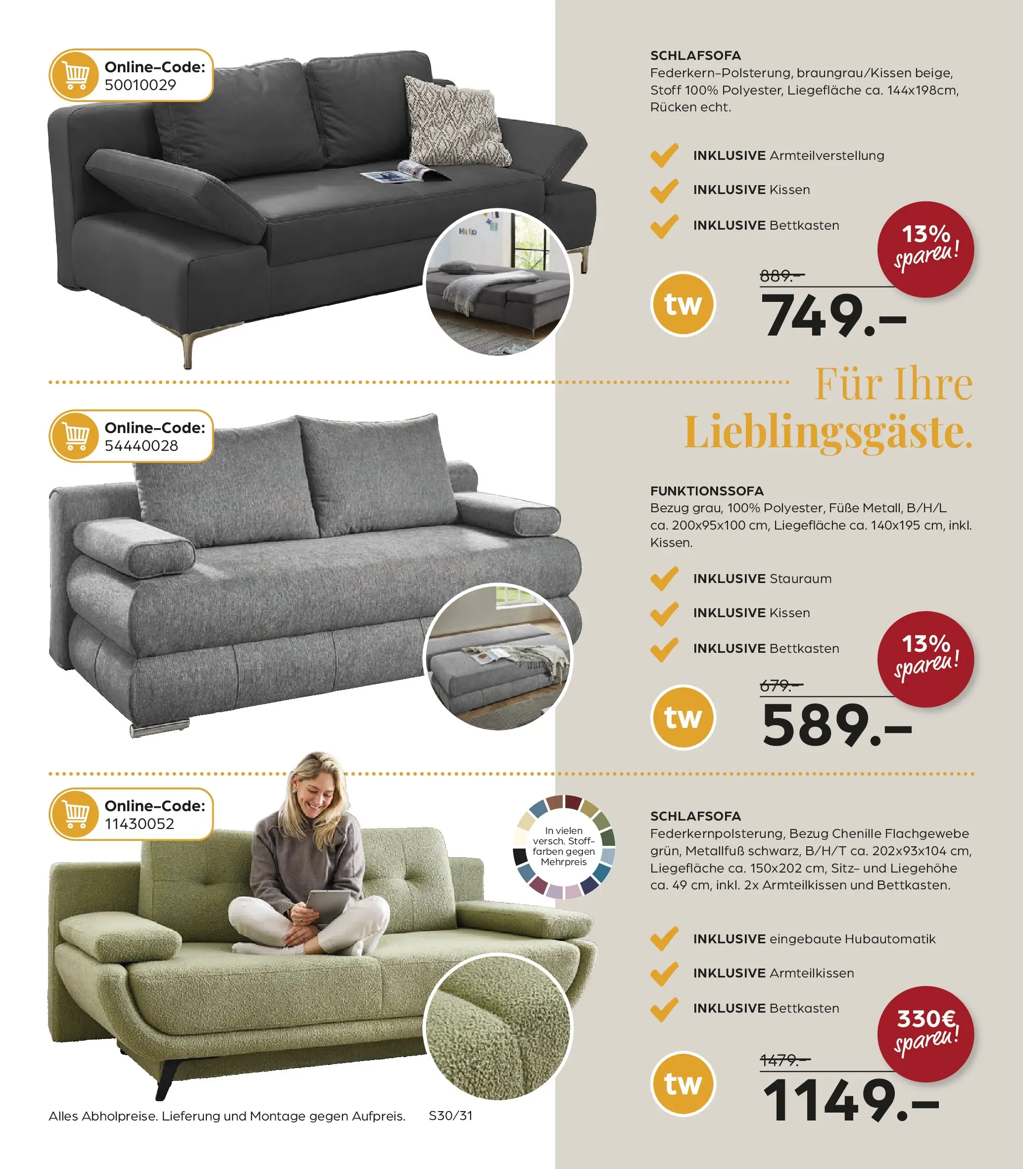 Entdecke - Möbelangebote (ab 27.11.2025) zum Blättern | Seite: 31 | Produkte: Schlafsofa, Kissen