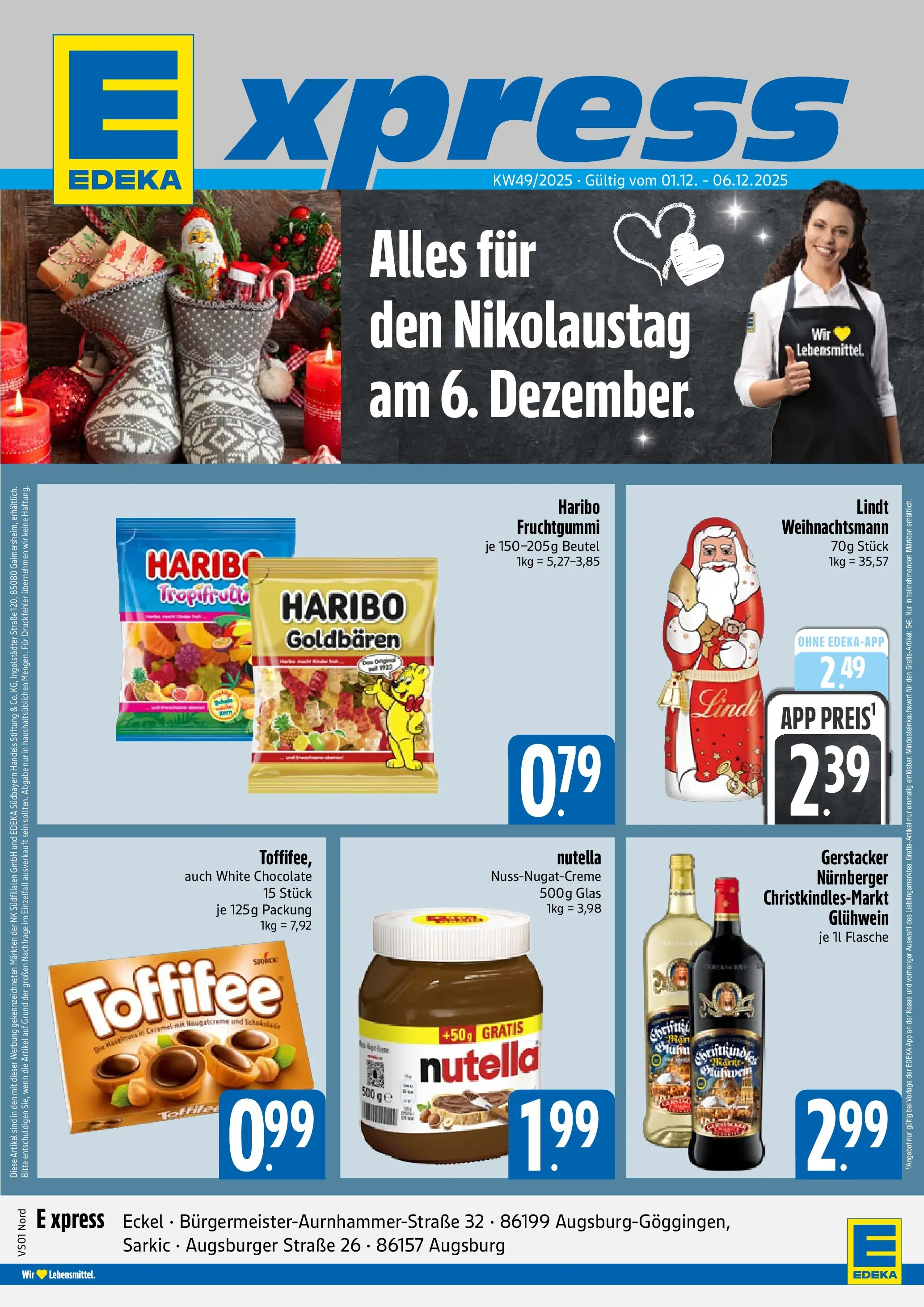 Entdecke - E xpress: Wochenangebote (ab 30.11.2025) zum Blättern | Seite: 1 | Produkte: Haribo, Nutella, Toffifee, Lindt