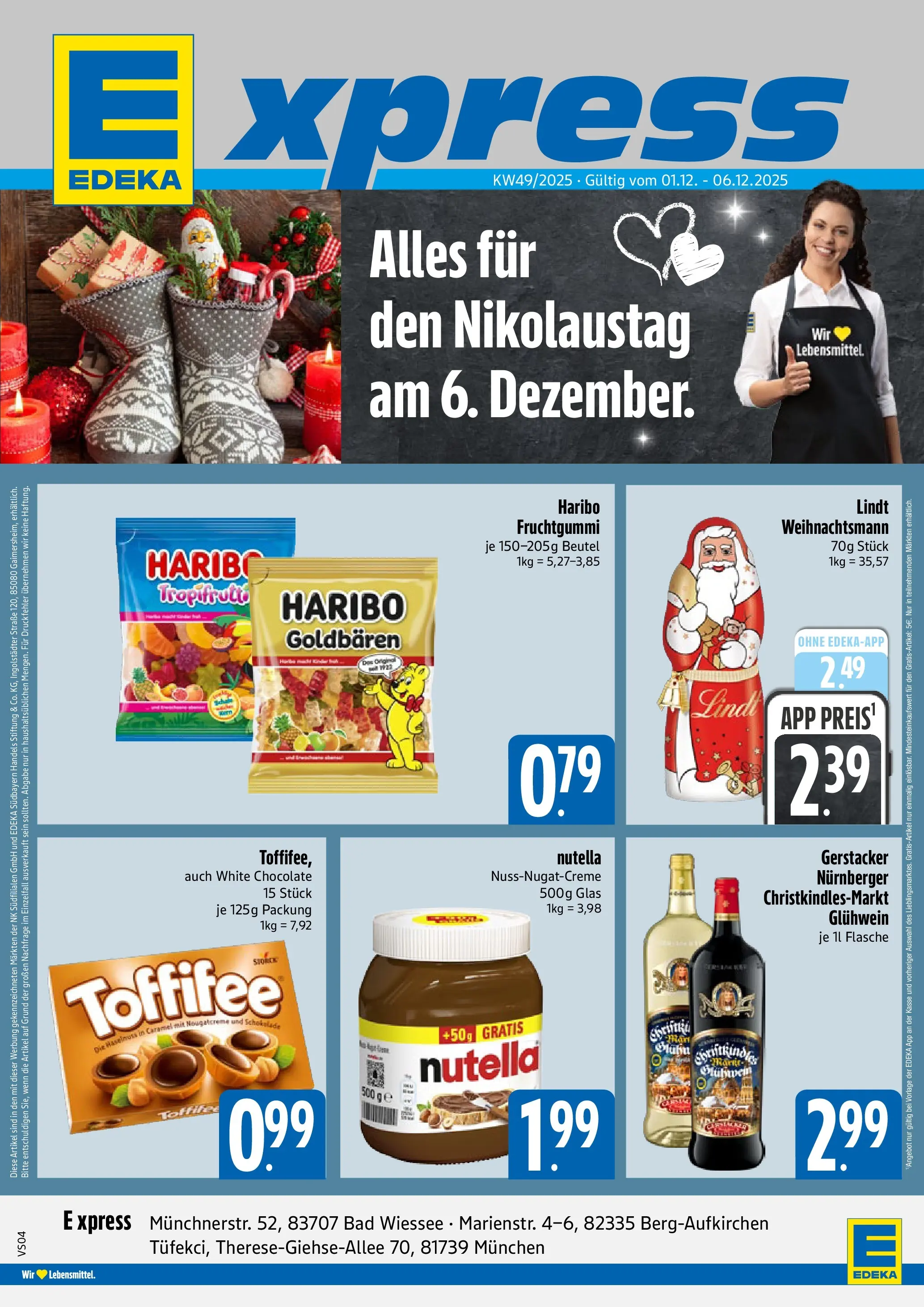 Edeka prospekt München	 (ab 01.12.2025) » Angebote Online | Seite: 1 | Produkte: Haribo, Schokolade, Bad, Toffifee