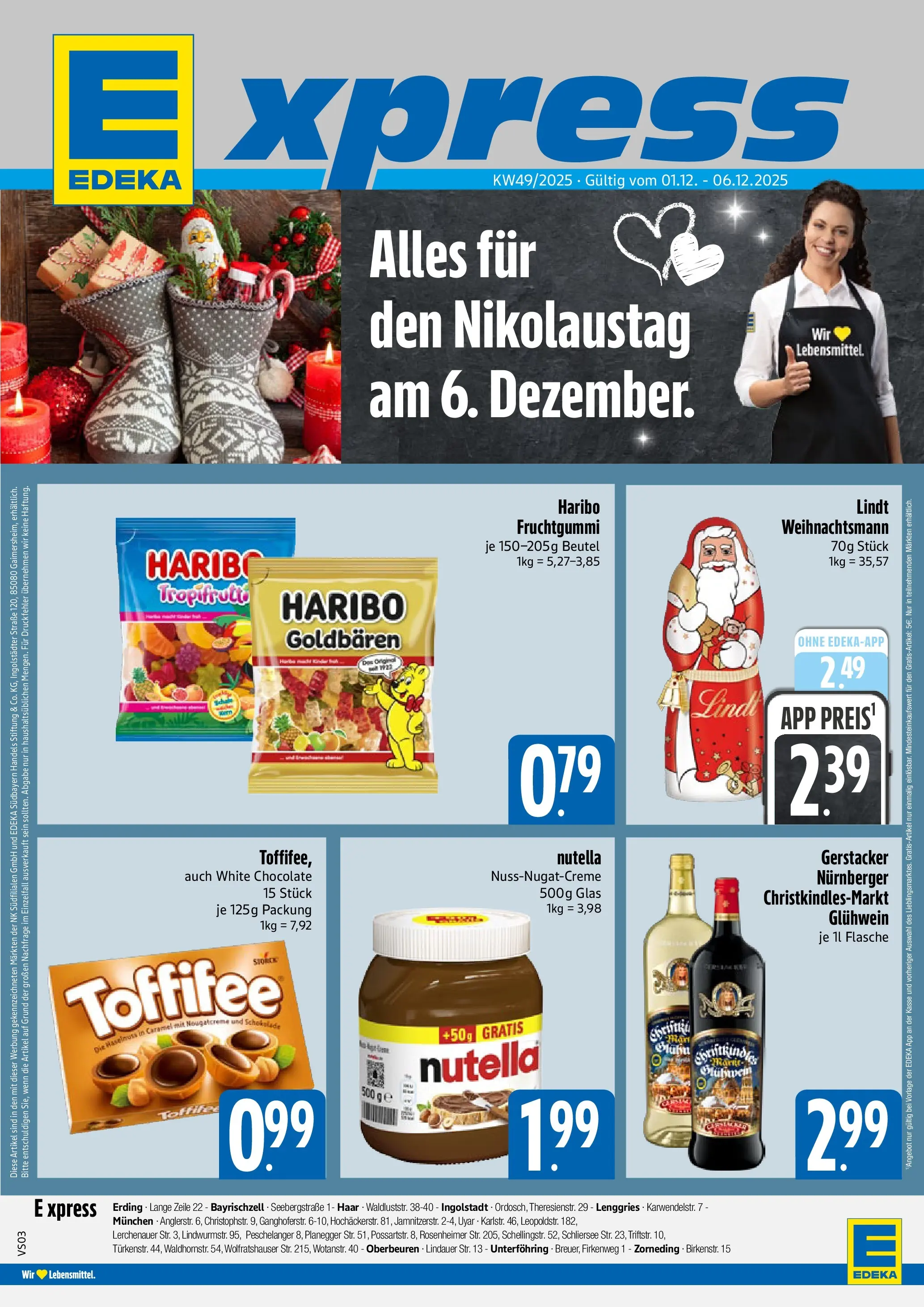 Edeka prospekt München	 (ab 01.12.2025) » Angebote Online | Seite: 1 | Produkte: Haribo, Nutella, Toffifee, Lindt