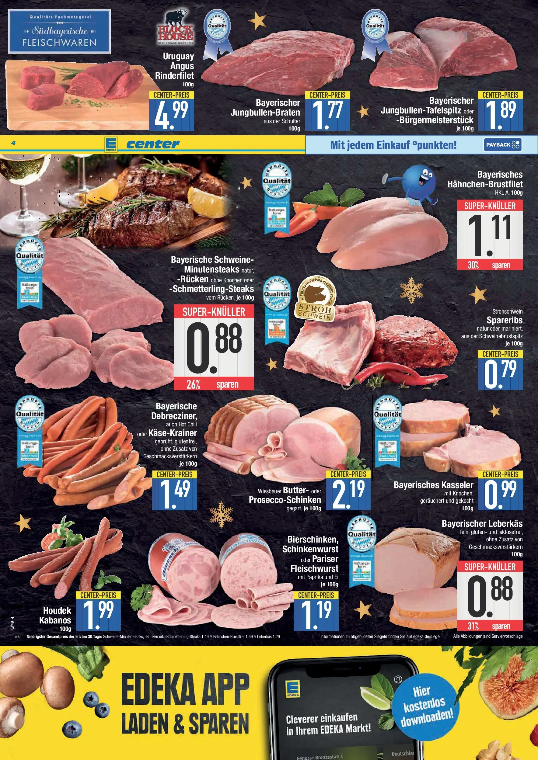 Edeka prospekt München	 (ab 30.11.2025) » Angebote Online | Seite: 4 | Produkte: Rinderfilet, Käsekrainer, Paprika, Chili
