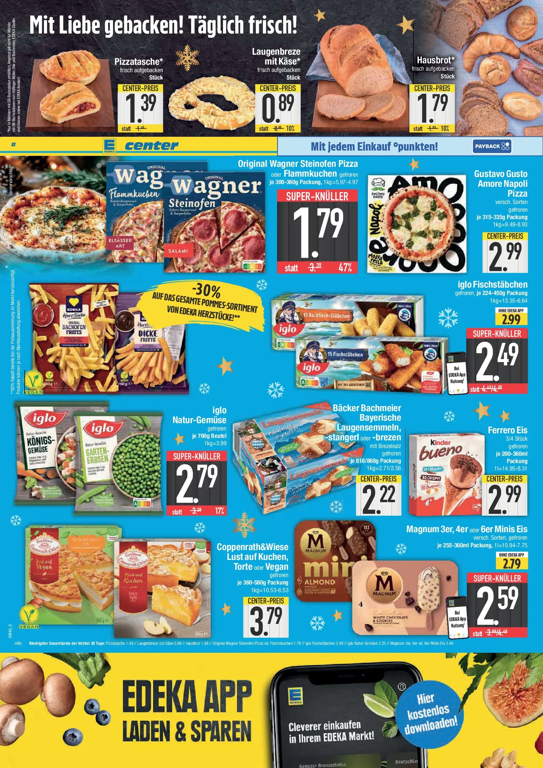 Edeka prospekt München	 (ab 30.11.2025) » Angebote Online | Seite: 8 | Produkte: Käse, Fischstabchen, Backofen, Salami