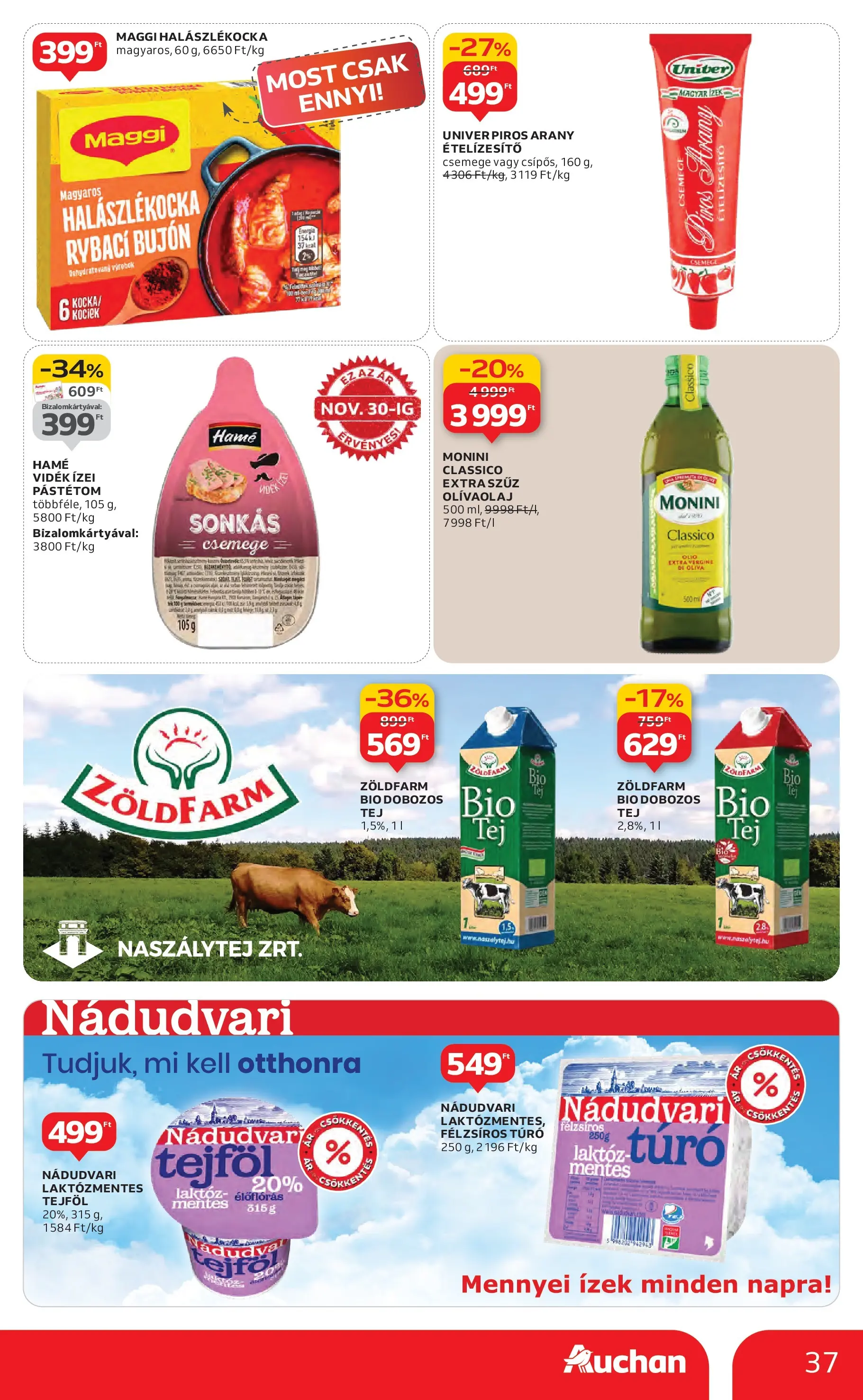 Auchan Akciós újság Székesfehérvár - 2025.11.27. -tól/töl > akció, lapozható szórólap 🛍️ | Oldal: 37 | Termékek: Maggi, Túró, Ételízesítő, Olívaolaj