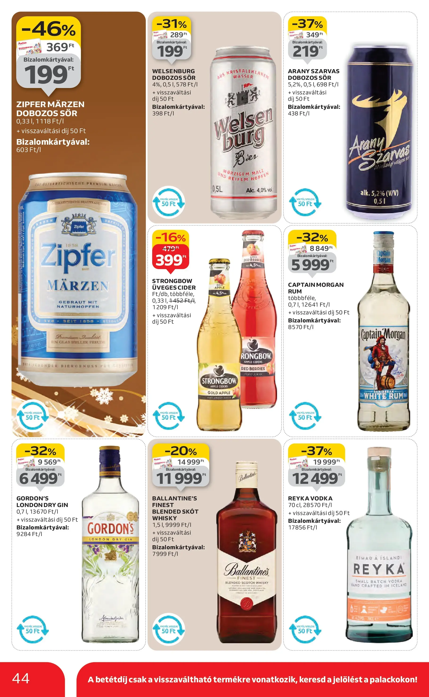 Auchan Akciós újság Székesfehérvár - 2025.11.27. -tól/töl > akció, lapozható szórólap 🛍️ | Oldal: 44 | Termékek: Rum, Cider, Captain morgan, Sör