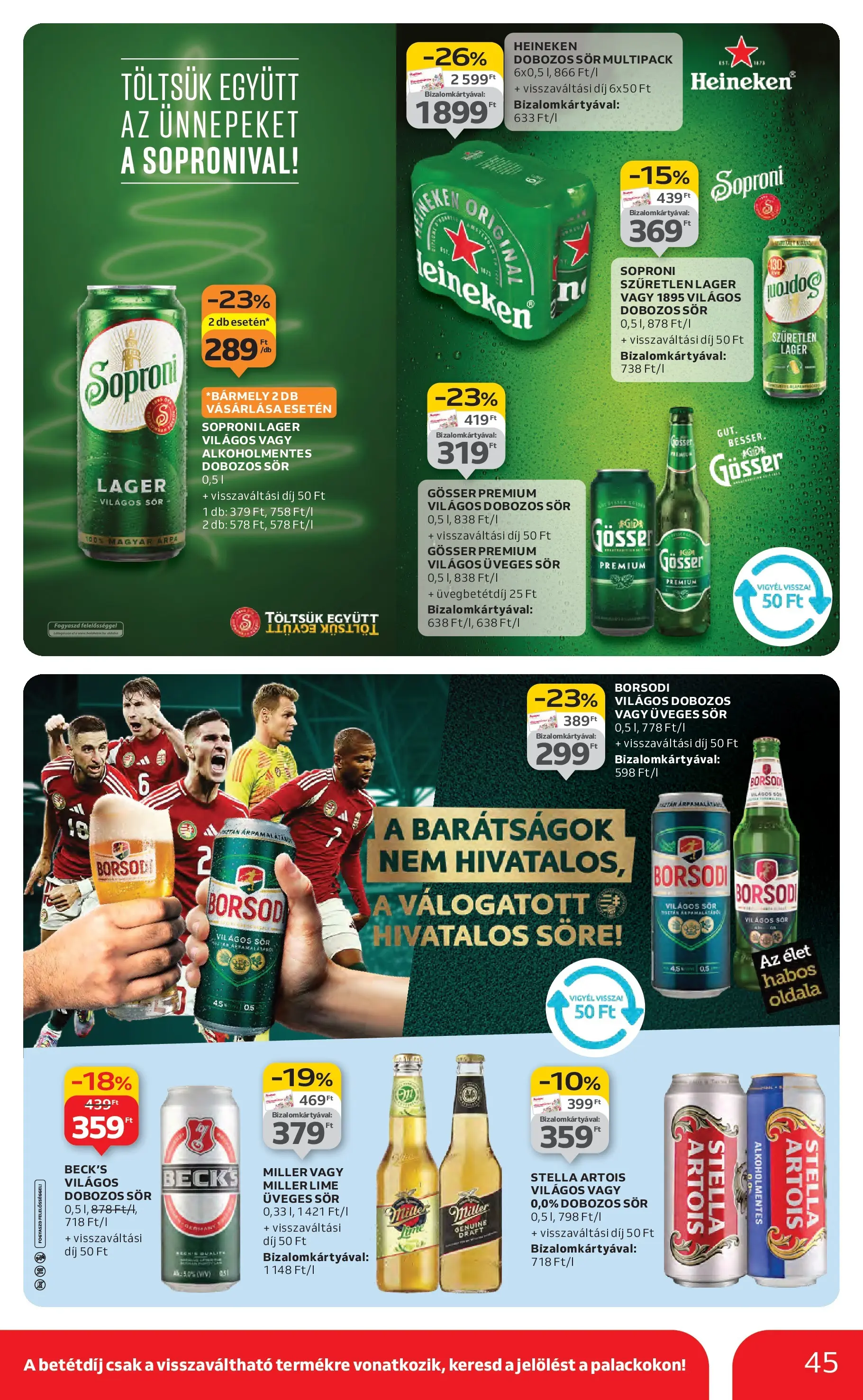 Auchan Akciós újság Székesfehérvár - 2025.11.27. -tól/töl > akció, lapozható szórólap 🛍️ | Oldal: 45 | Termékek: Heineken, Gösser, Stella artois, Dobozos sör
