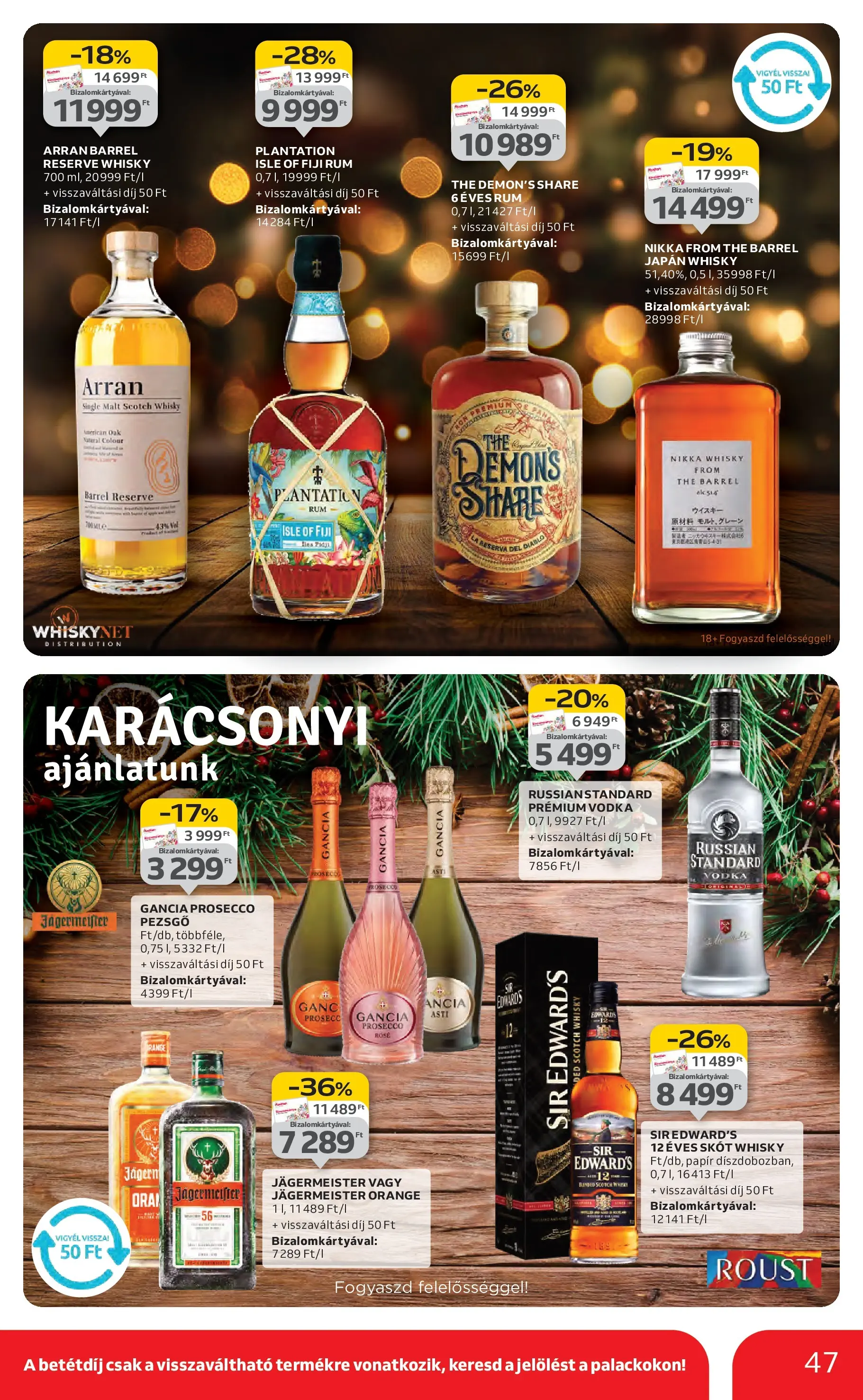 Auchan Akciós újság Székesfehérvár - 2025.11.27. -tól/töl > akció, lapozható szórólap 🛍️ | Oldal: 47 | Termékek: Jägermeister, Pezsgő, Rum, Whisky