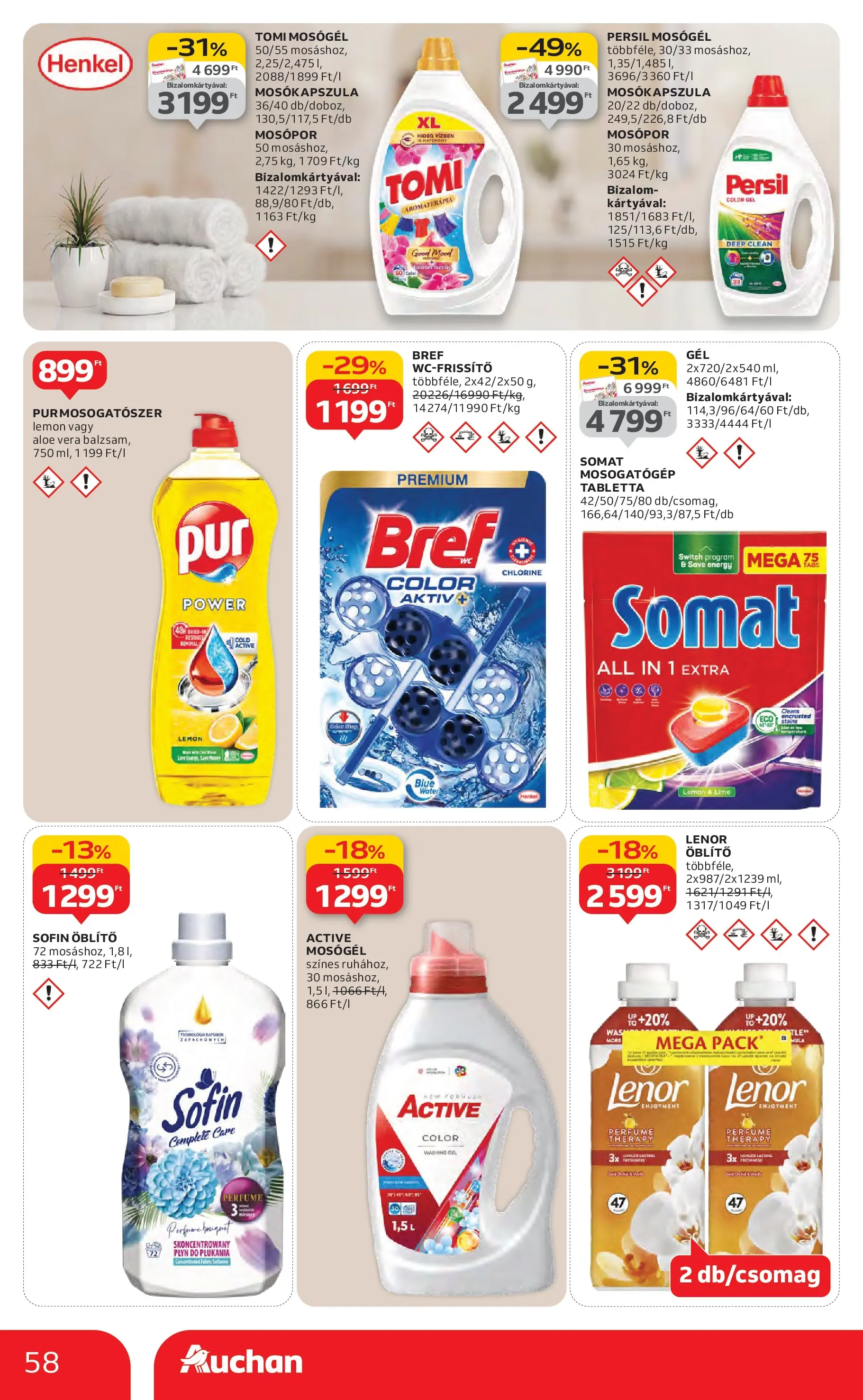 Auchan Akciós újság Székesfehérvár - 2025.11.27. -tól/töl > akció, lapozható szórólap 🛍️ | Oldal: 58 | Termékek: Persil, Mosógél, Aloe vera, Mosópor