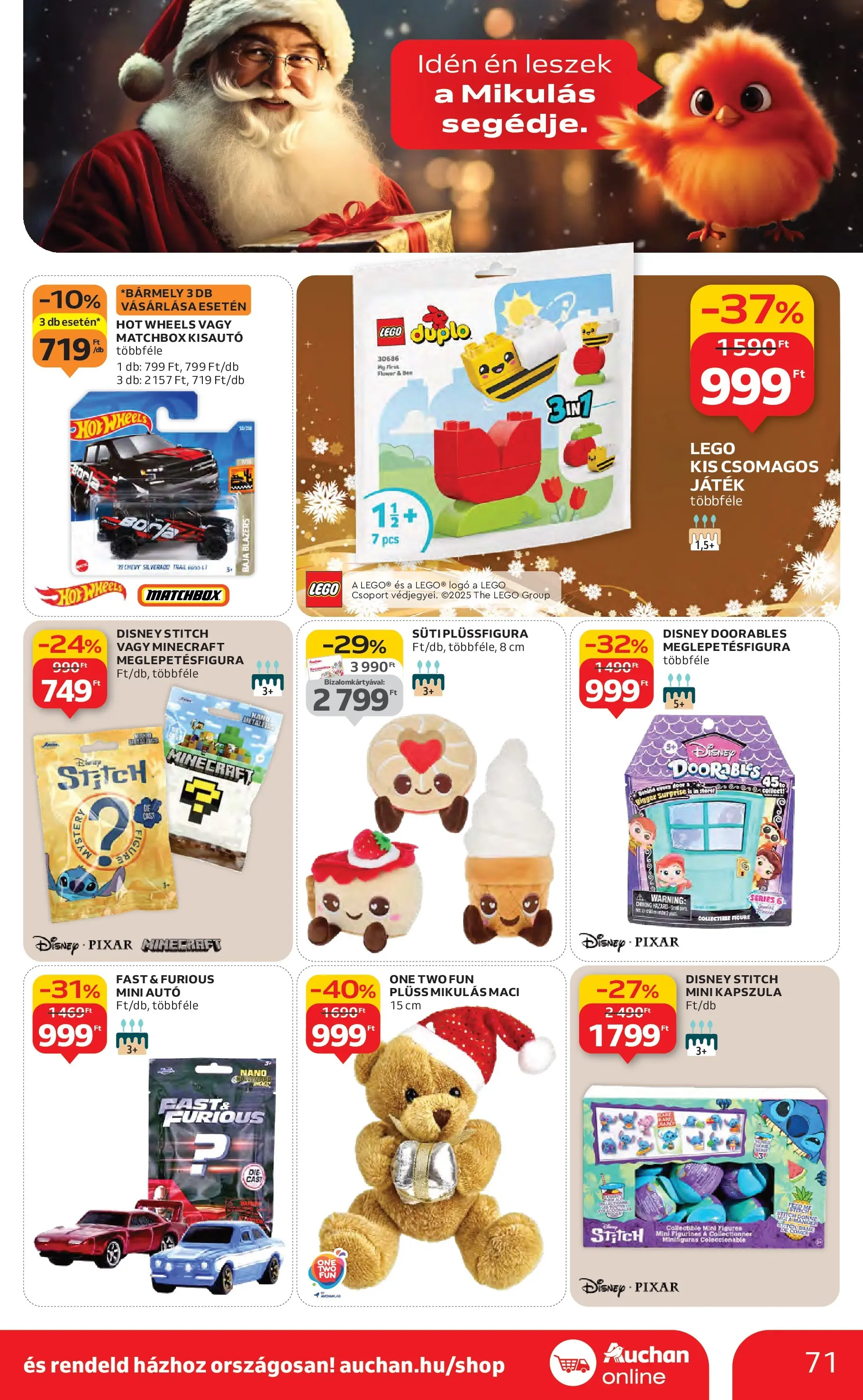 Auchan Akciós újság Székesfehérvár - 2025.11.27. -tól/töl > akció, lapozható szórólap 🛍️ | Oldal: 71 | Termékek: Játék, Plüss