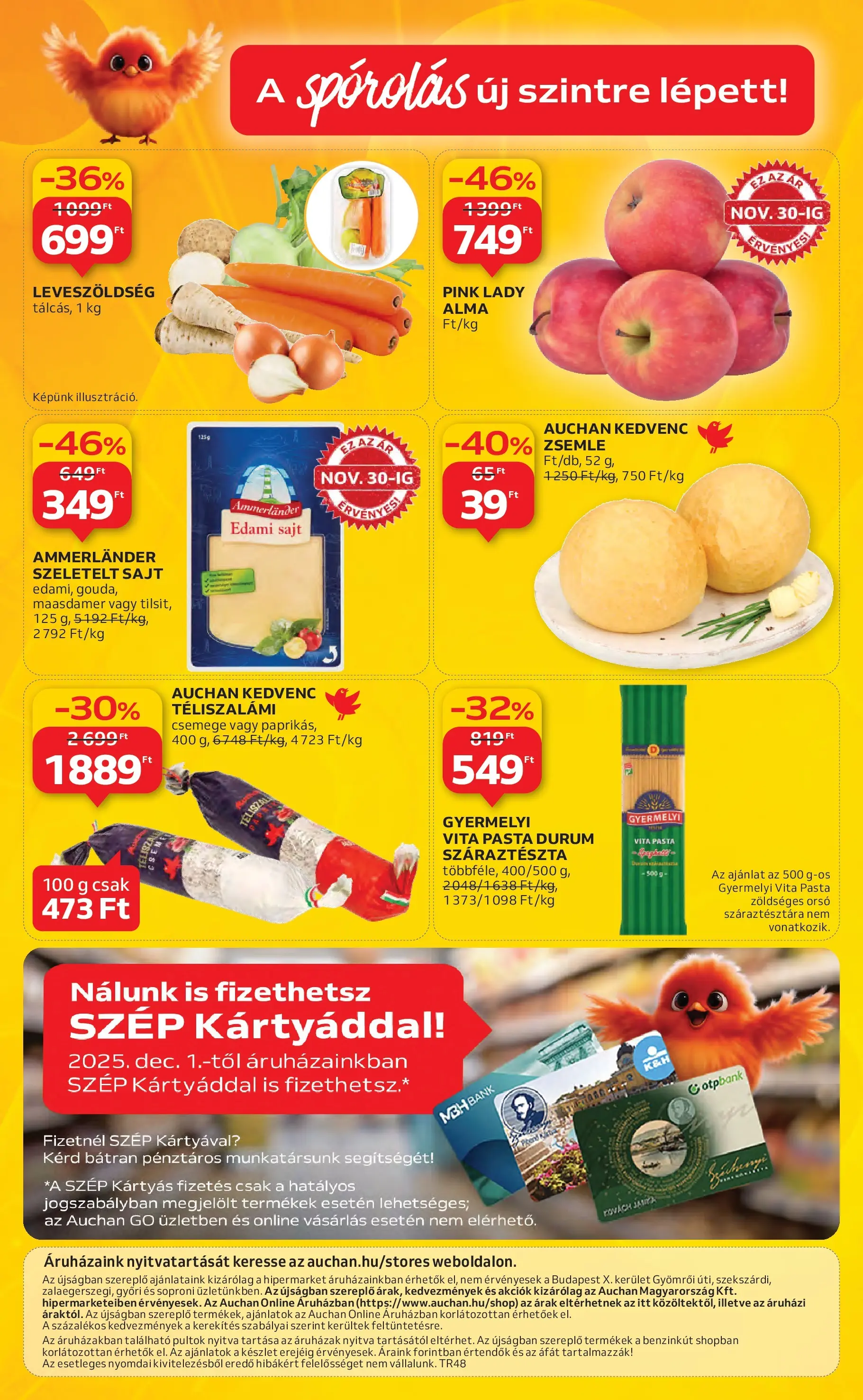 Auchan Akciós újság Székesfehérvár - 2025.11.27. -tól/töl > akció, lapozható szórólap 🛍️ | Oldal: 82 | Termékek: Zsemle, Edami sajt, Sajt, Alma