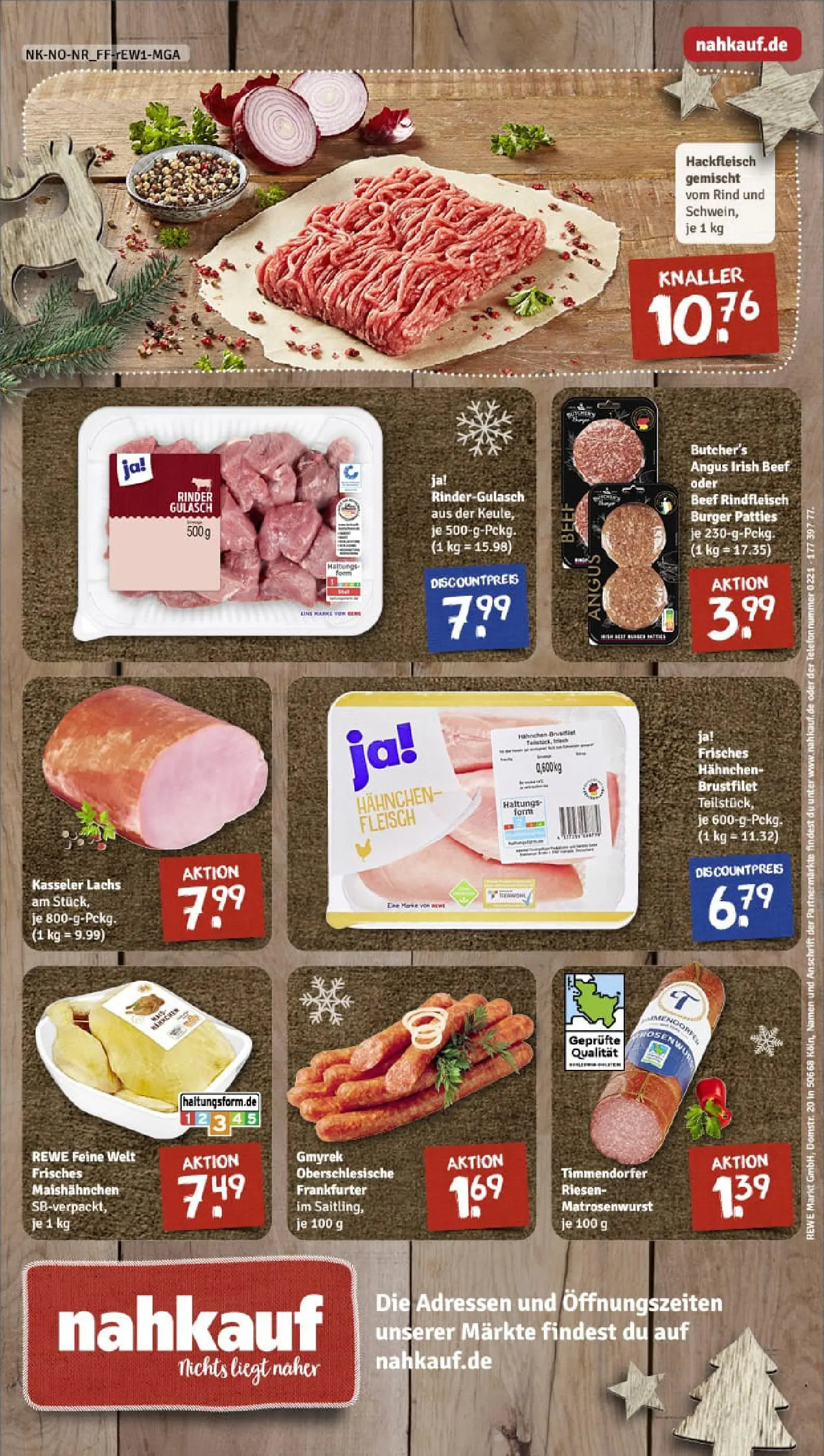 REWE Prospekt ab 01.12.2025 zum Blättern » Angebote | Seite: 12 | Produkte: Hahnchen, Lachs, Rindfleisch, Fleisch