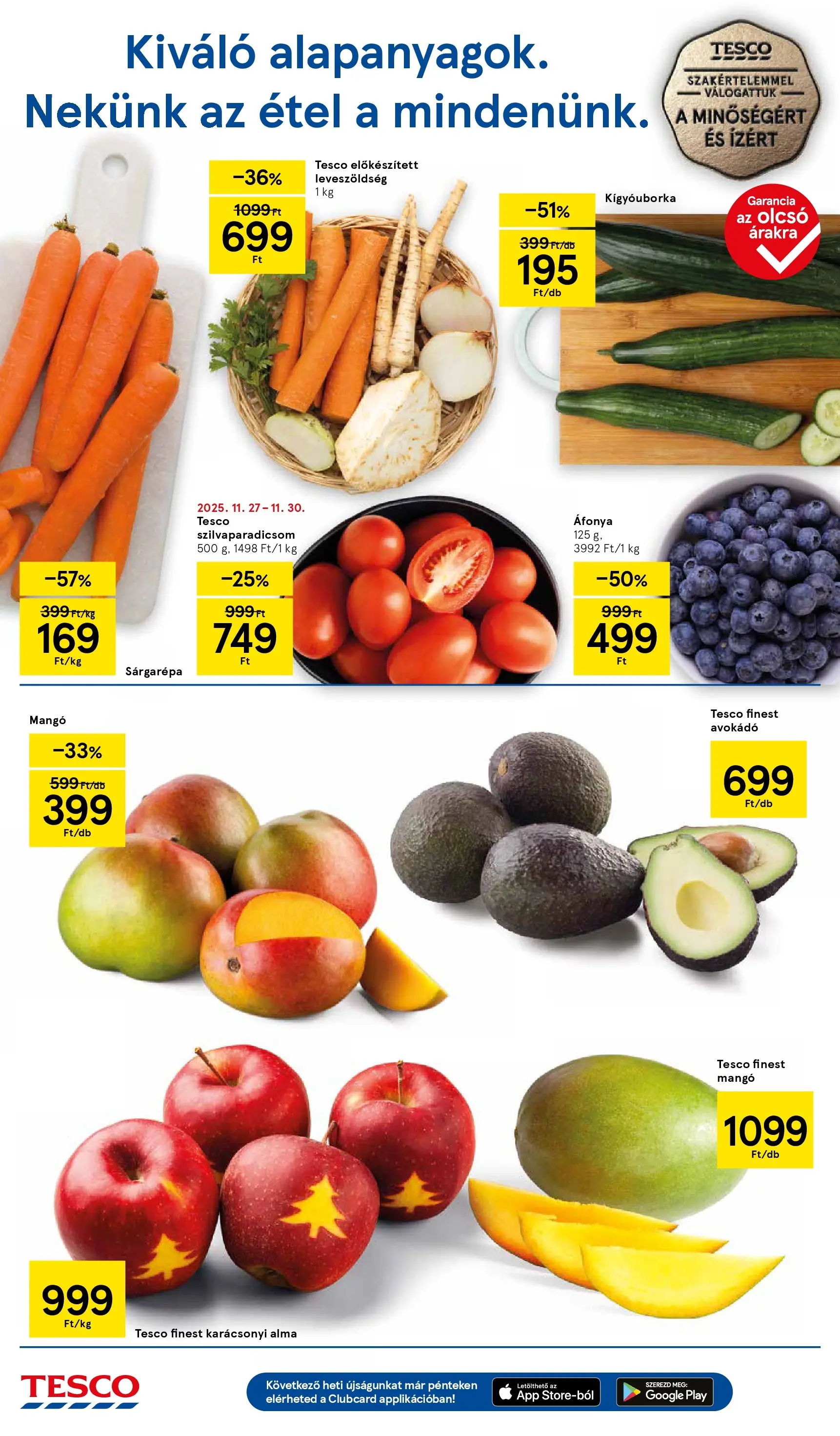 Tesco - Tesco újság érvényessége 2025.12.03-ig - 2025.11.26.-tól - online | Oldal: 2 | Termékek: Áfonya, Kígyóuborka, Alma, Mangó