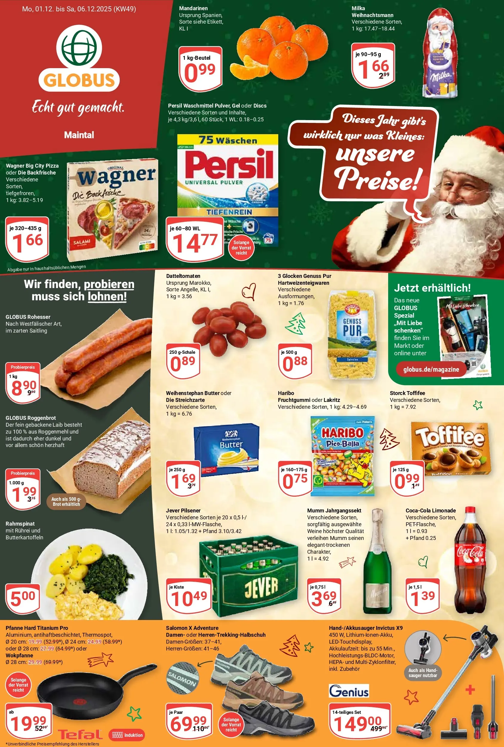 Globus prospekt Maintal-Dörnigheim	 (ab 01.12.2025) » Angebote online | Seite: 3 | Produkte: Weihenstephan butter, Salami, Pizza, Persil