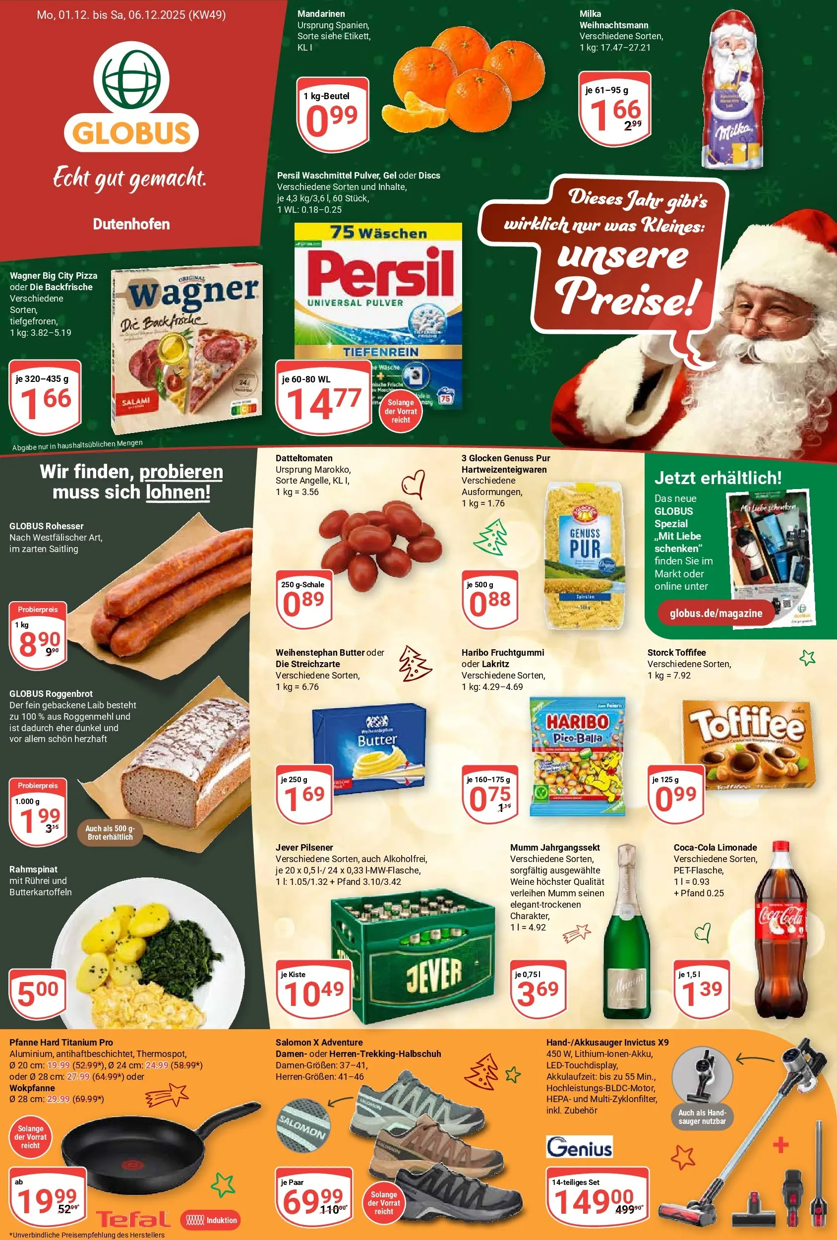 Globus prospekt Wetzlar-Dutenhofen	 (ab 01.12.2025) » Angebote online | Seite: 3 | Produkte: Butter, Mandarinen, Toffifee, Salami