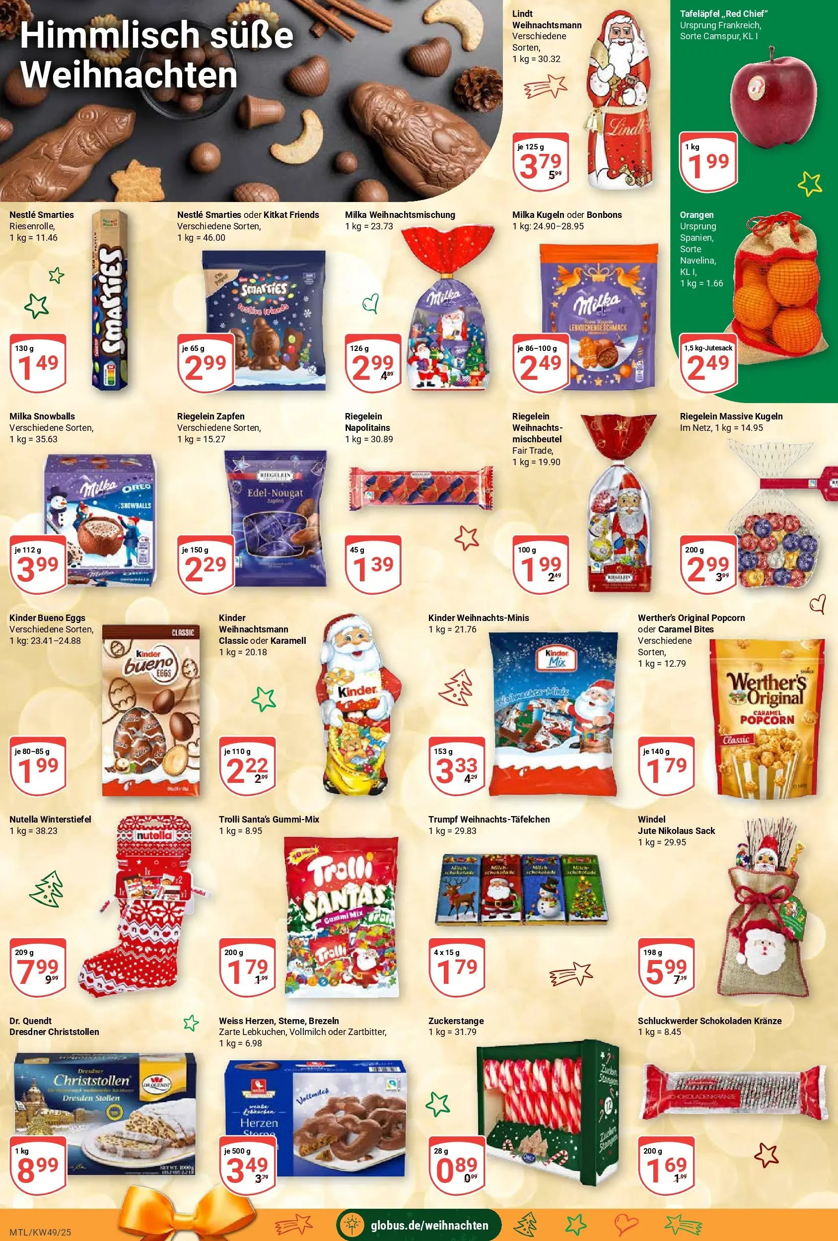 Globus prospekt Maintal-Dörnigheim	 (ab 01.12.2025) » Angebote online | Seite: 4 | Produkte: Smarties, Kinder bueno, Milka, Lindt