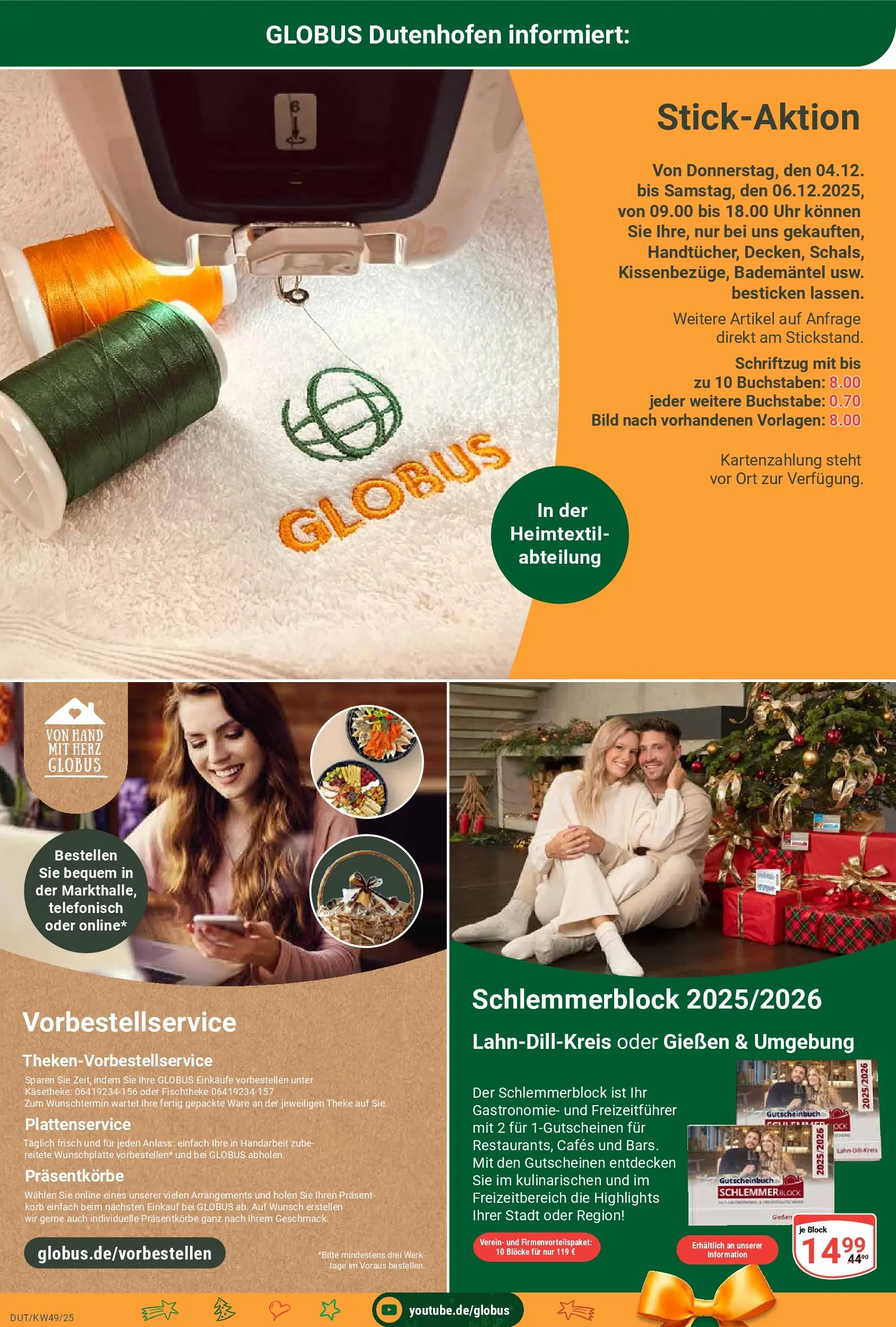 Globus prospekt Wetzlar-Dutenhofen	 (ab 01.12.2025) » Angebote online | Seite: 9 | Produkte: Theke, Korb, Bademantel, Uhr
