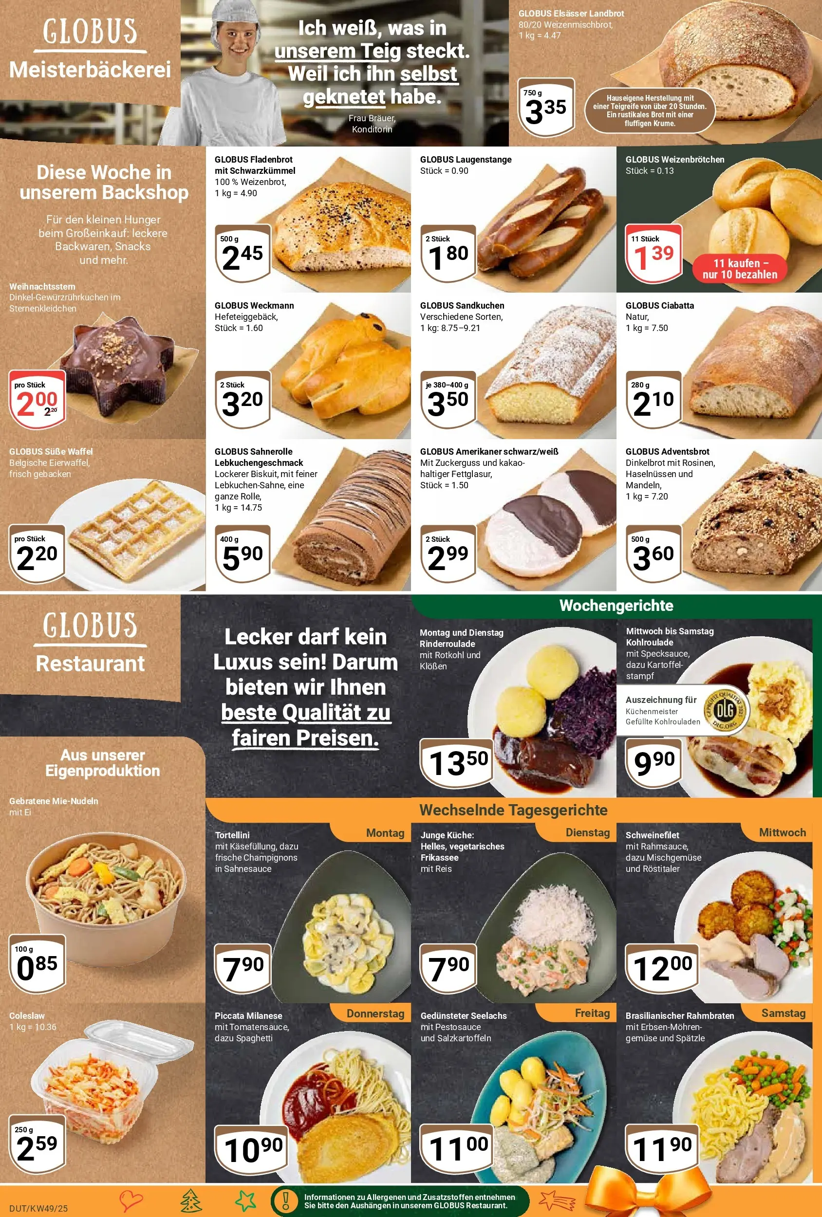 Globus prospekt Wetzlar-Dutenhofen	 (ab 01.12.2025) » Angebote online | Seite: 10 | Produkte: Rotkohl, Champignons, Brot, Reis