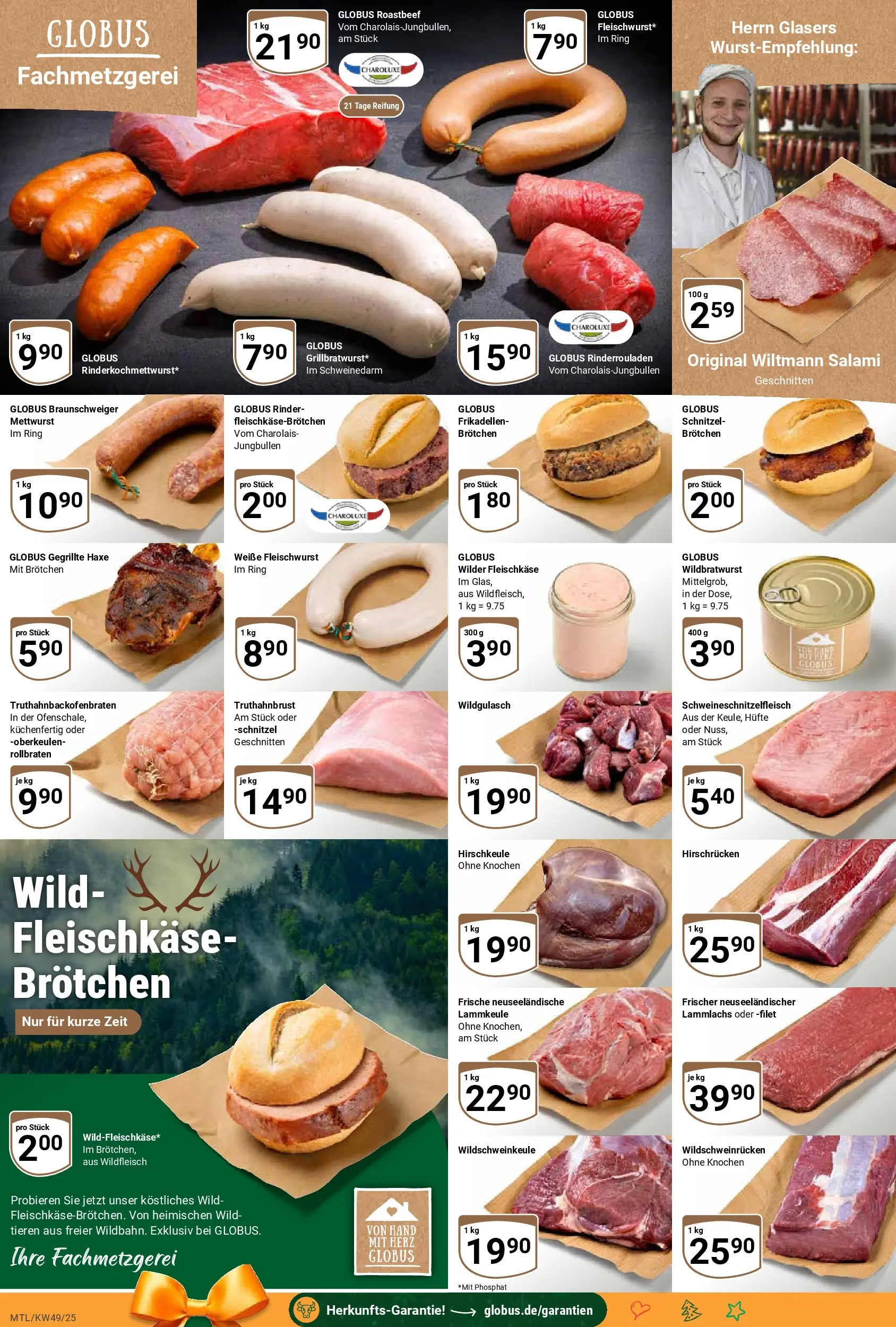 Globus prospekt Maintal-Dörnigheim	 (ab 01.12.2025) » Angebote online | Seite: 10 | Produkte: Lammkeule, Schnitzel, Roastbeef, Salami