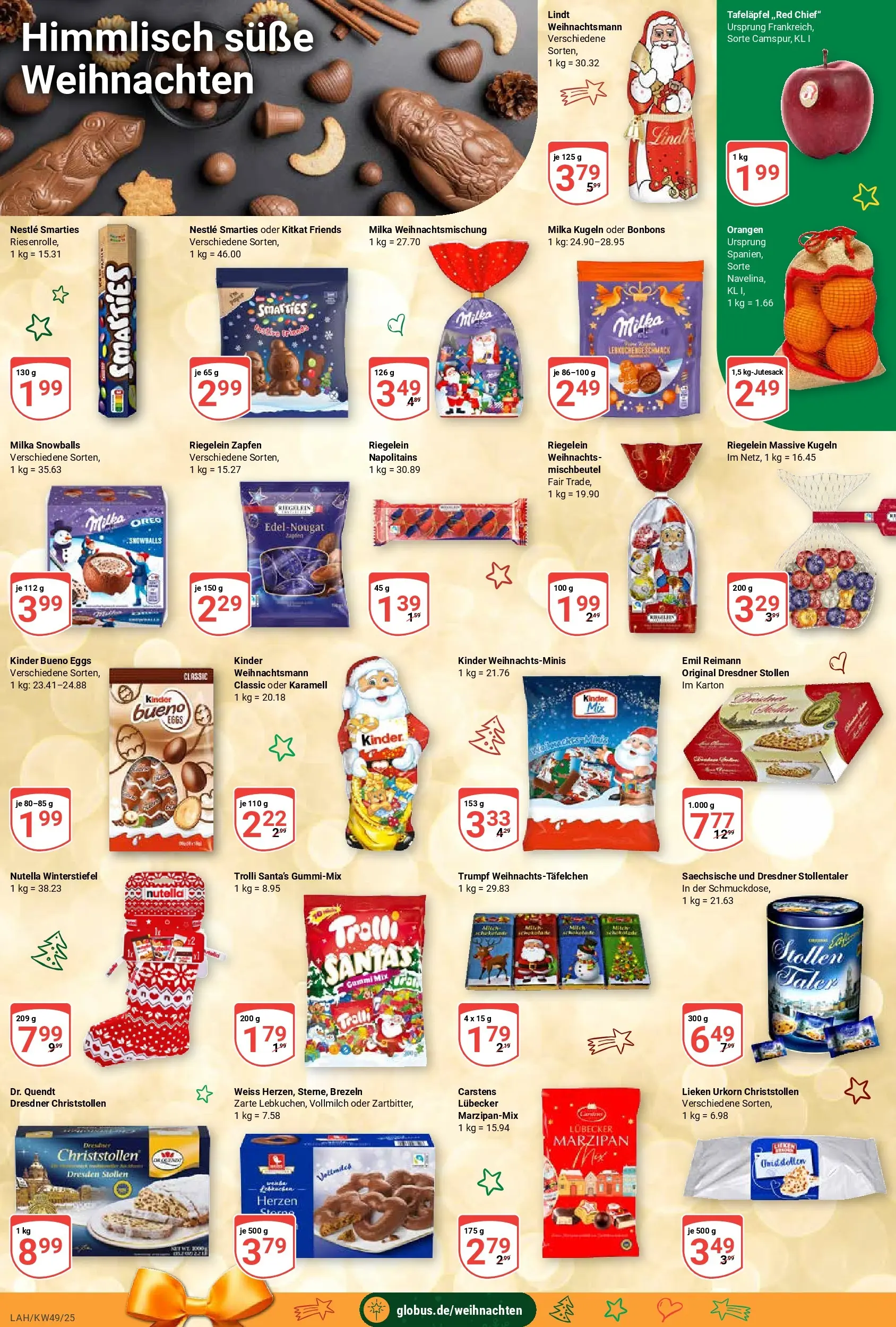 Globus prospekt Lahnstein	 (ab 01.12.2025) » Angebote online | Seite: 4 | Produkte: Smarties, Kinder bueno, Nutella, Lindt