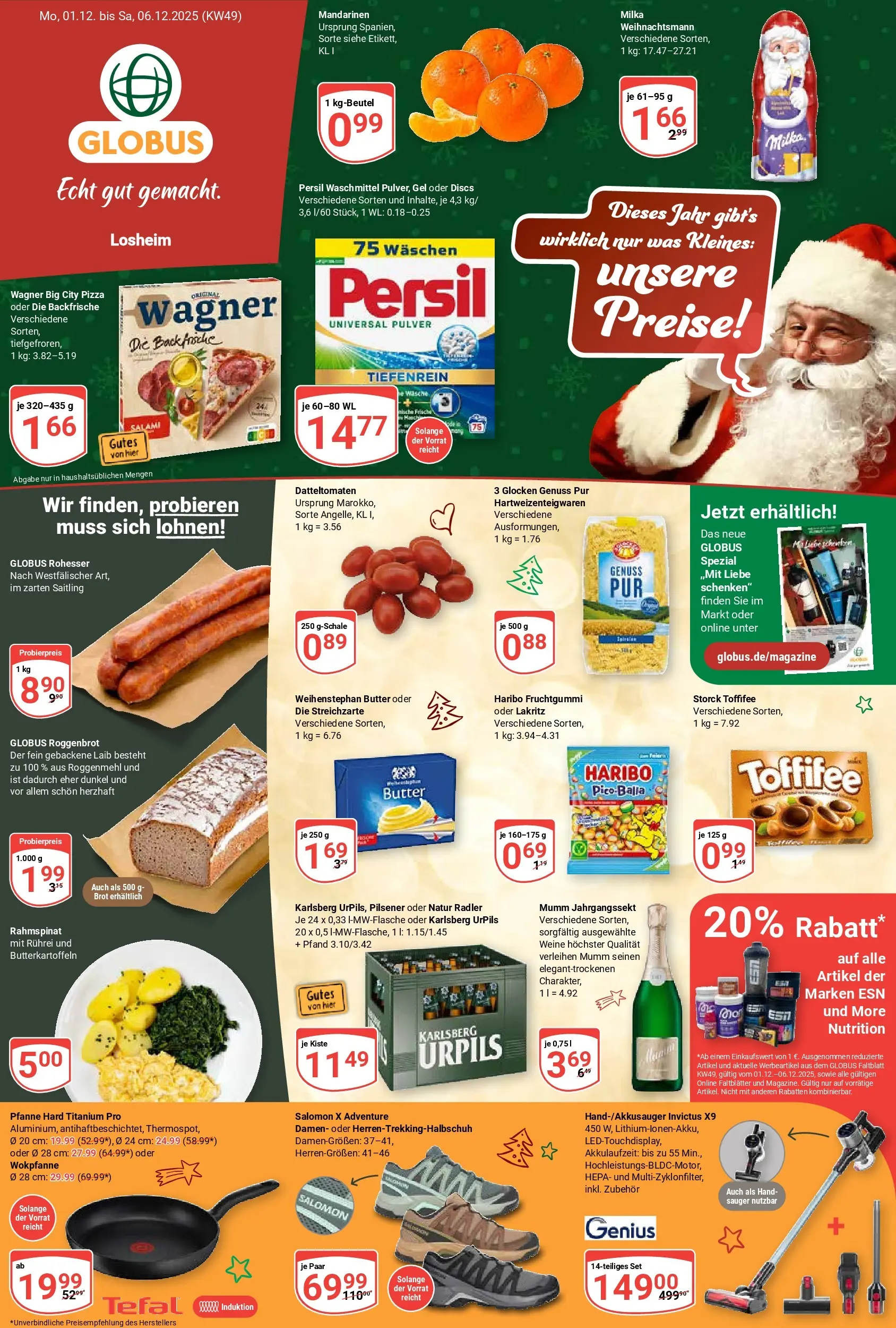 Globus prospekt Losheim Am See	 (ab 01.12.2025) » Angebote online | Seite: 3 | Produkte: Radler, Waschmittel, Toffifee, Pizza