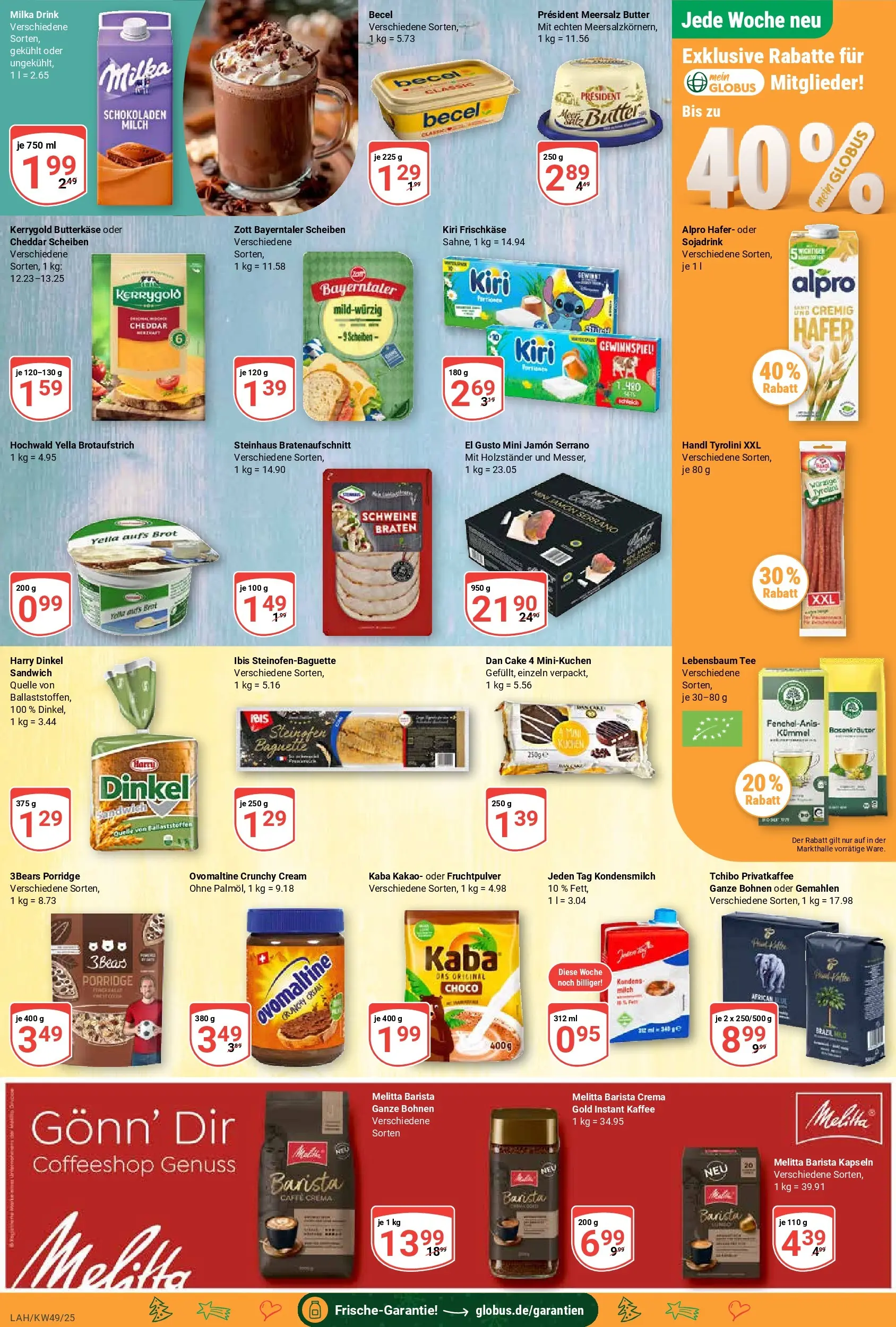 Globus prospekt Lahnstein	 (ab 01.12.2025) » Angebote online | Seite: 14 | Produkte: Melitta, Ovomaltine, Milka, Tee