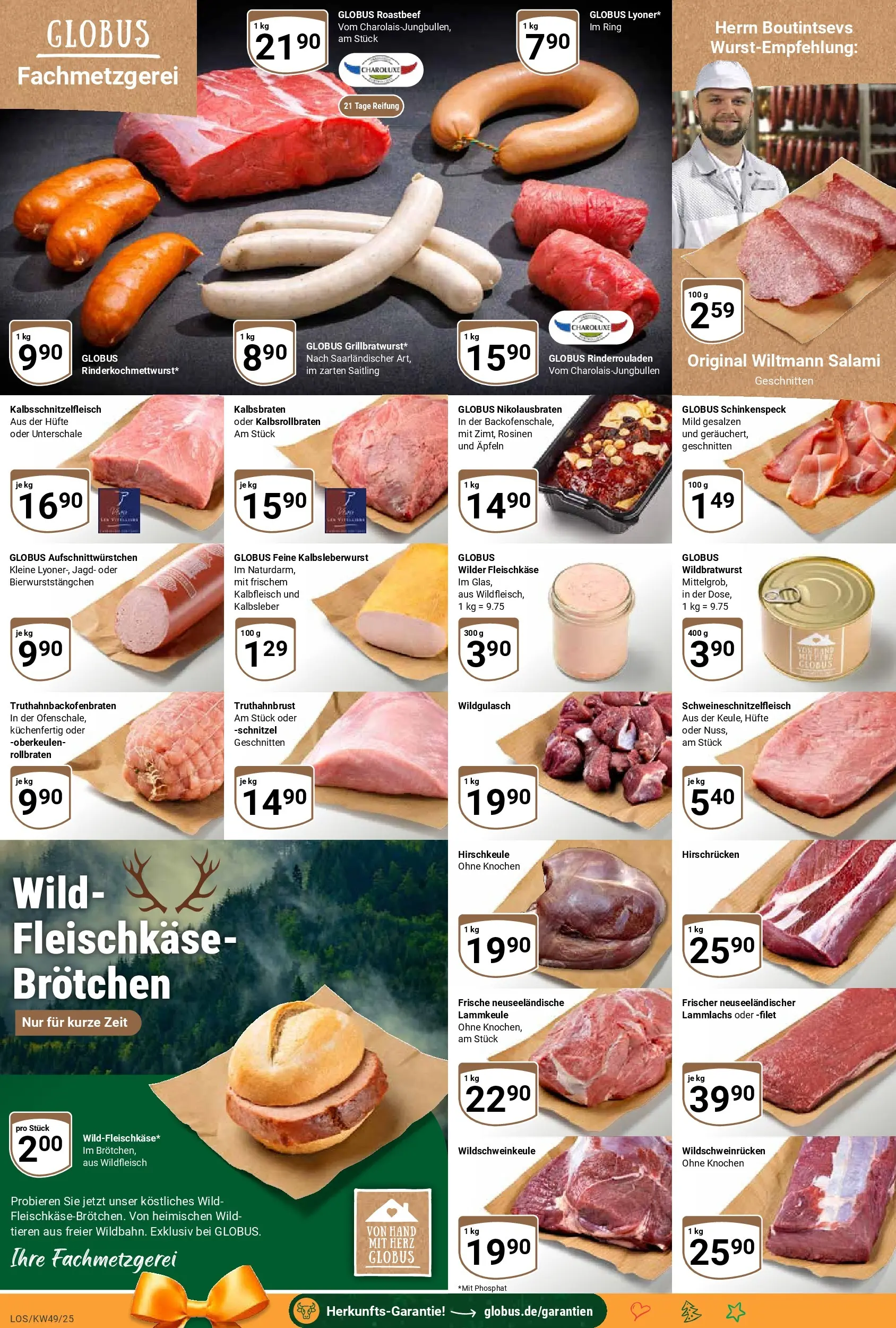 Globus prospekt Losheim Am See	 (ab 01.12.2025) » Angebote online | Seite: 10 | Produkte: Rinderrouladen, Lammkeule, Roastbeef, Rosinen