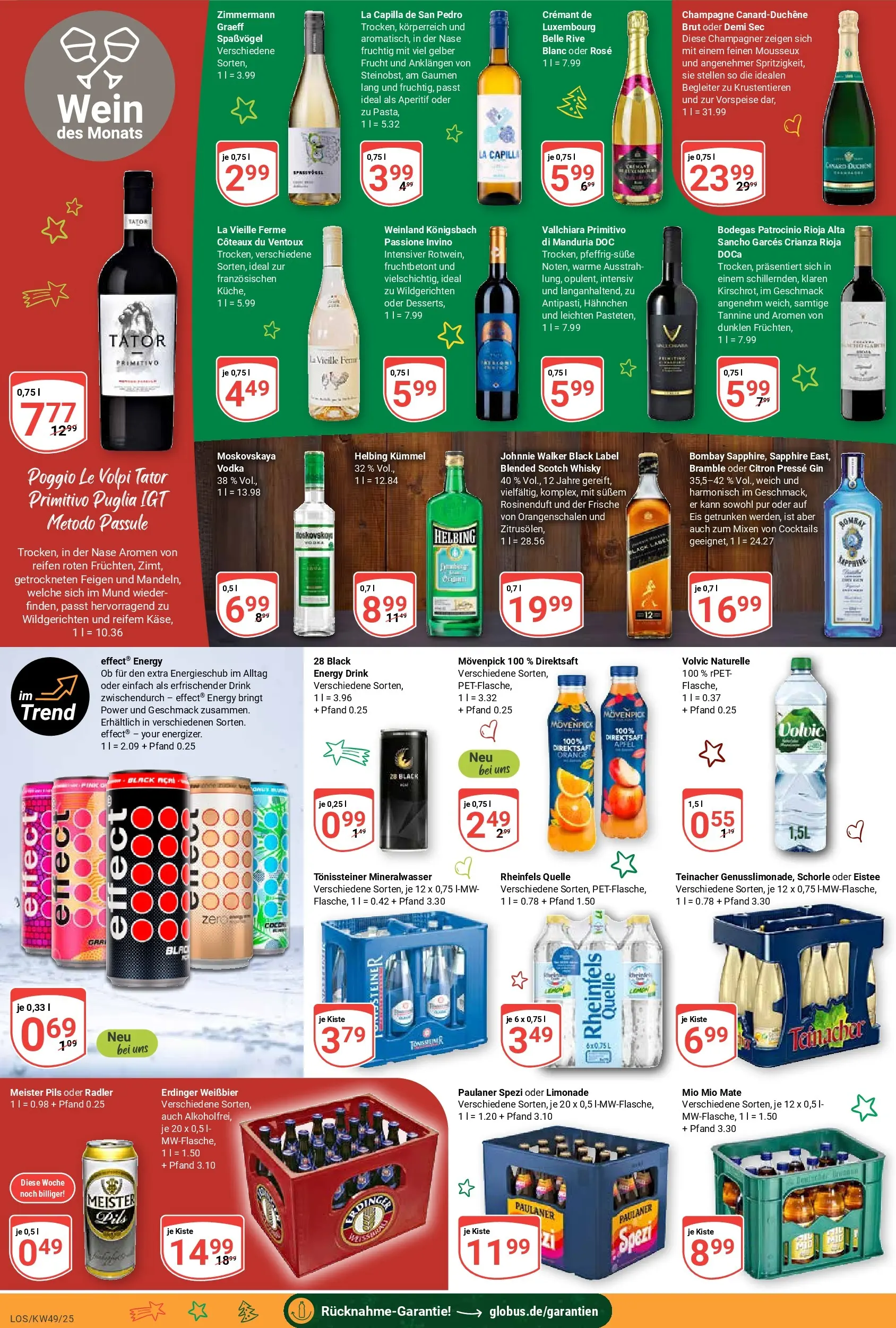 Globus prospekt Losheim Am See	 (ab 01.12.2025) » Angebote online | Seite: 18 | Produkte: Weißbier, Paulaner spezi, Gin, Volvic
