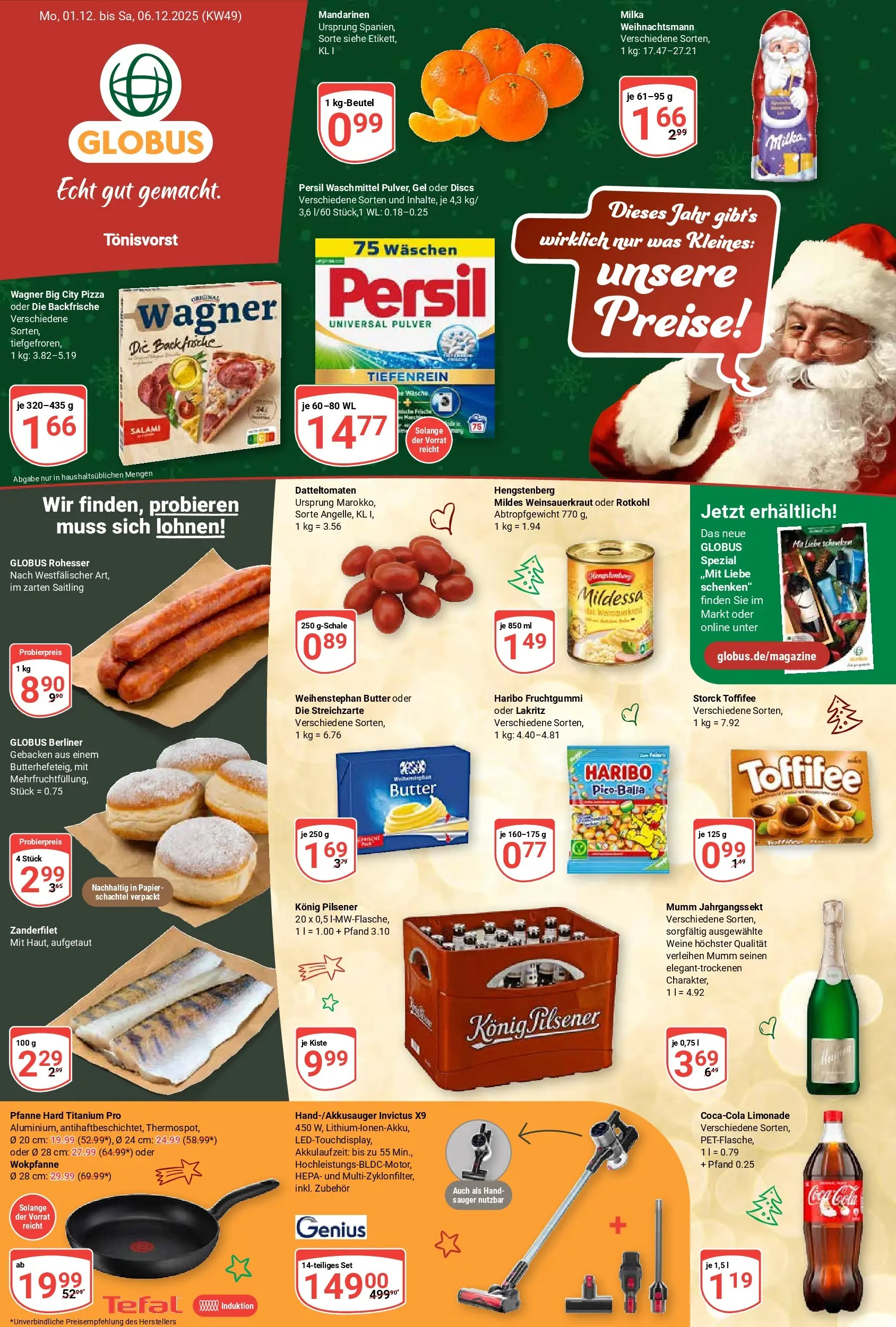 Globus prospekt Tönisvorst	 (ab 01.12.2025) » Angebote online | Seite: 3 | Produkte: Konig pilsener, Limonade, Weihenstephan butter, Toffifee