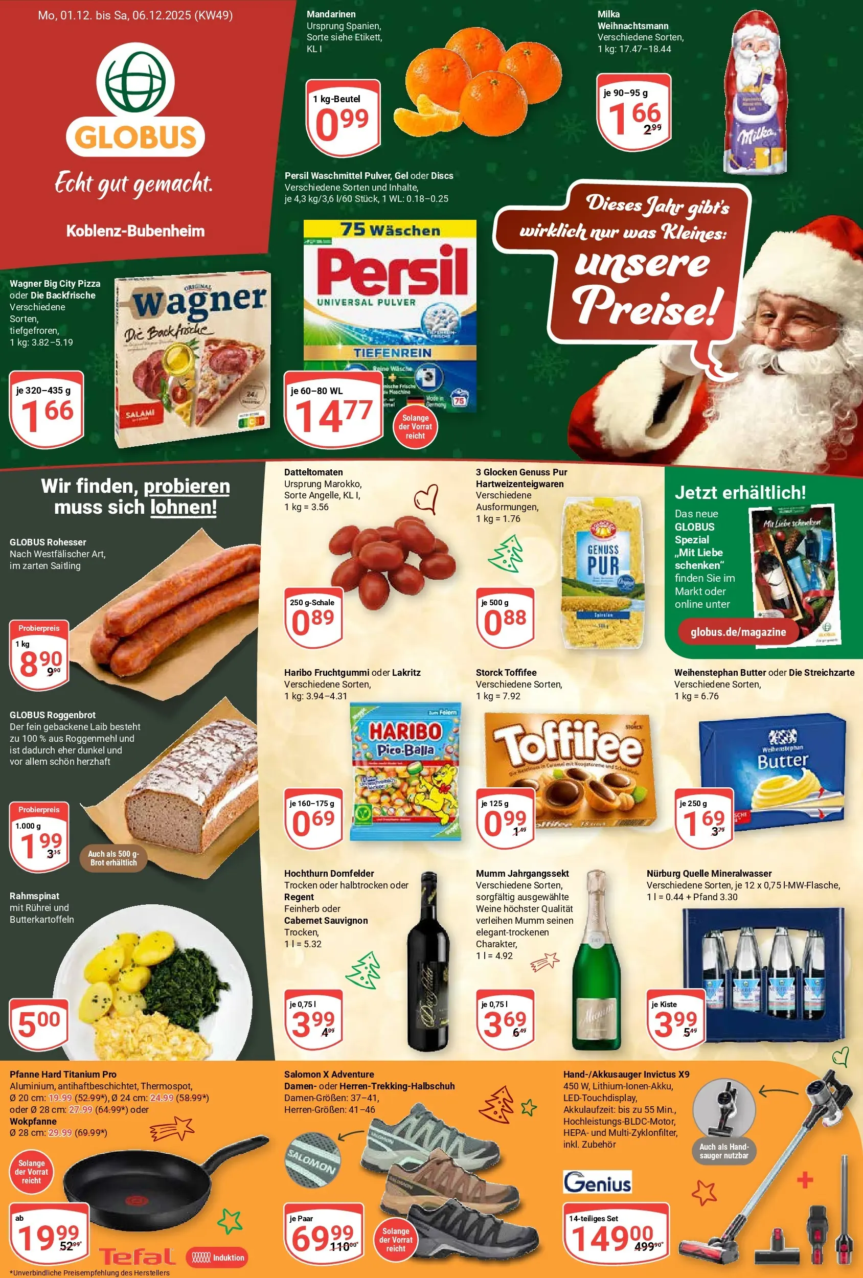 Globus prospekt Koblenz-Bubenheim	 (ab 01.12.2025) » Angebote online | Seite: 3 | Produkte: Weihenstephan butter, Toffifee, Brot, Persil