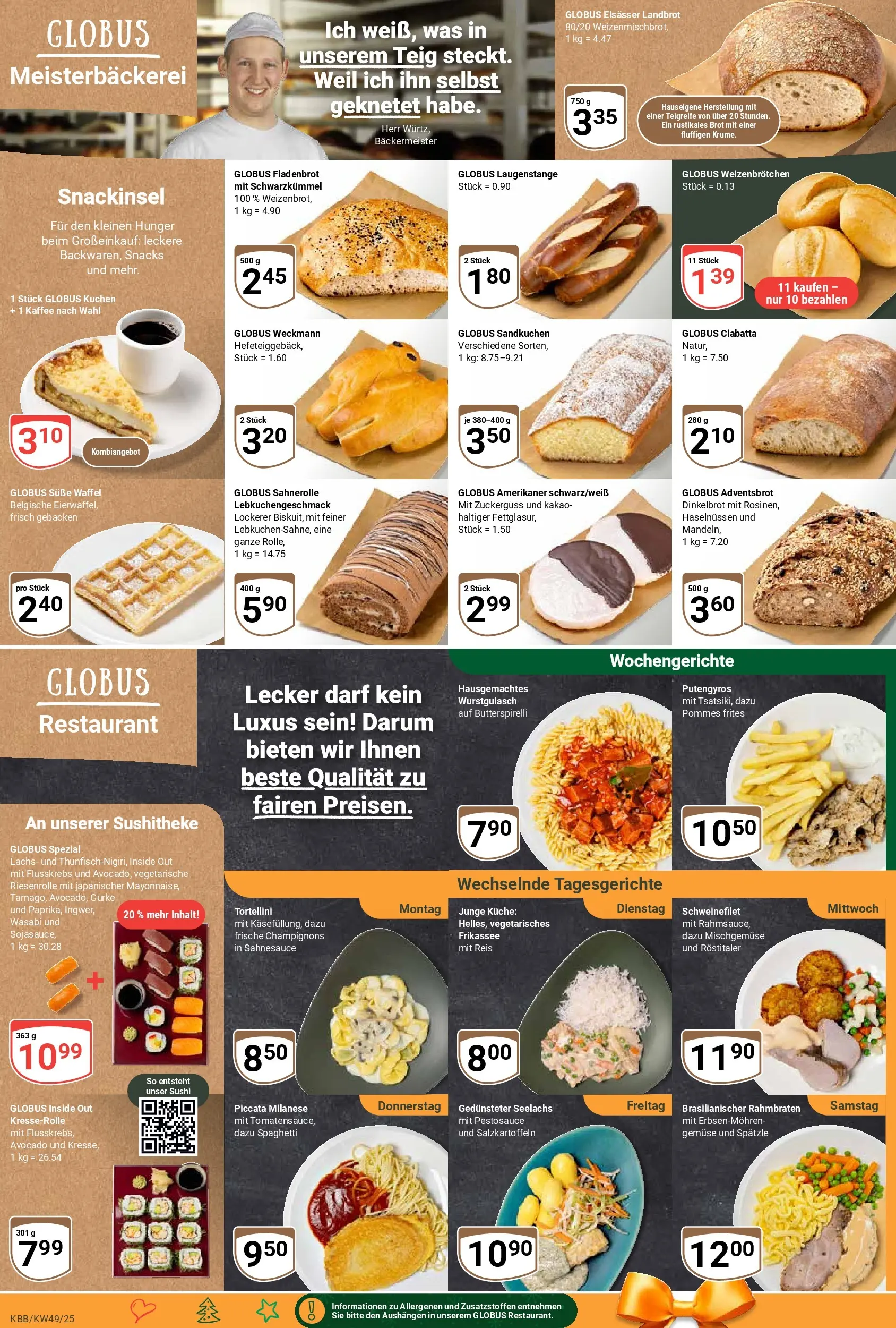 Globus prospekt Koblenz-Bubenheim	 (ab 01.12.2025) » Angebote online | Seite: 9 | Produkte: Kaffee, Schweinefilet, Brot, Kuchen