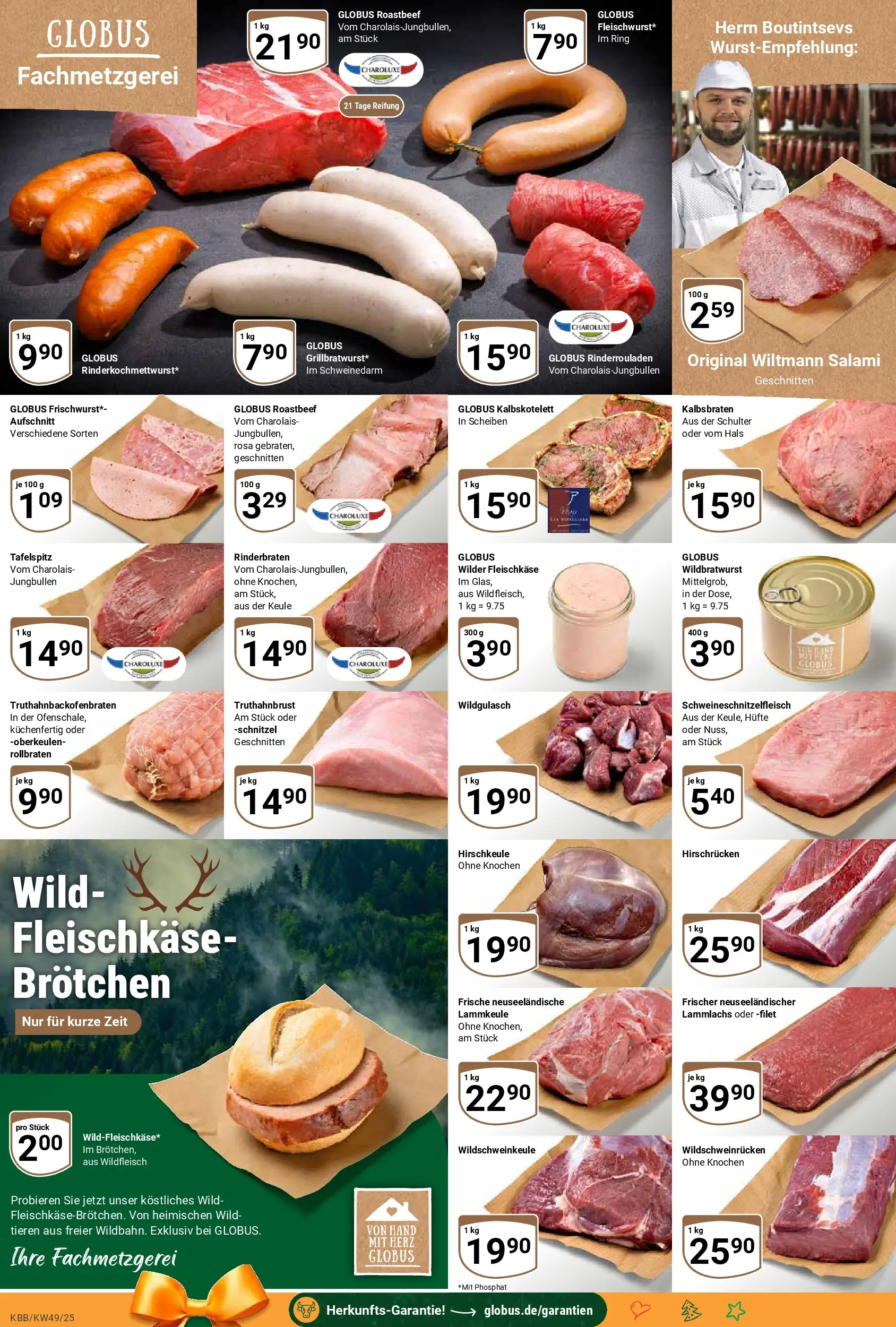 Globus prospekt Koblenz-Bubenheim	 (ab 01.12.2025) » Angebote online | Seite: 10 | Produkte: Rinderbraten, Lammkeule, Tafelspitz, Salami