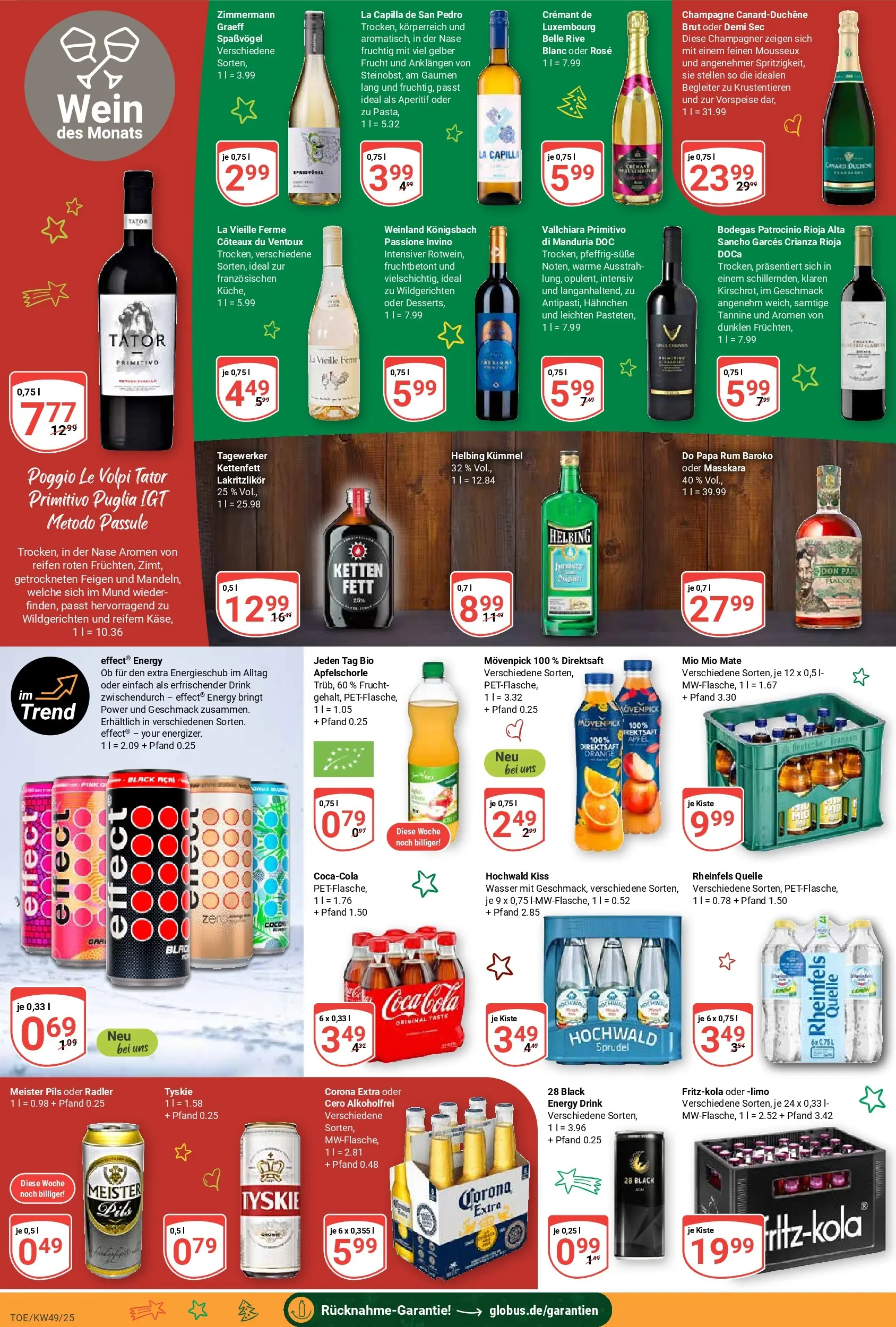 Globus prospekt Tönisvorst	 (ab 01.12.2025) » Angebote online | Seite: 23 | Produkte: Hahnchen, Cola, Radler, Wasser
